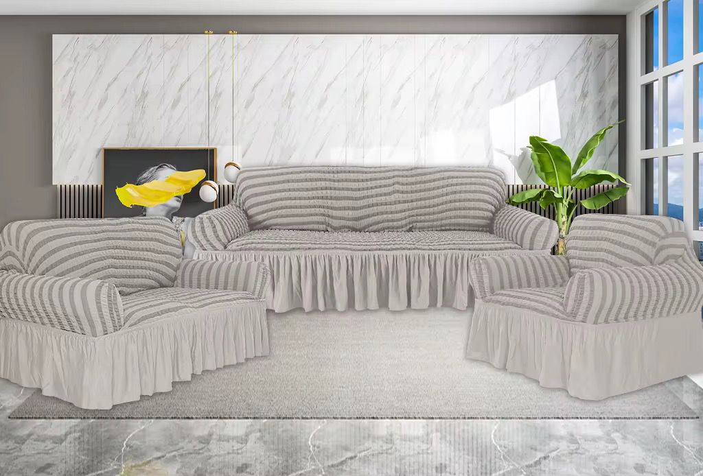 Housse de canapé à rayures 7 places