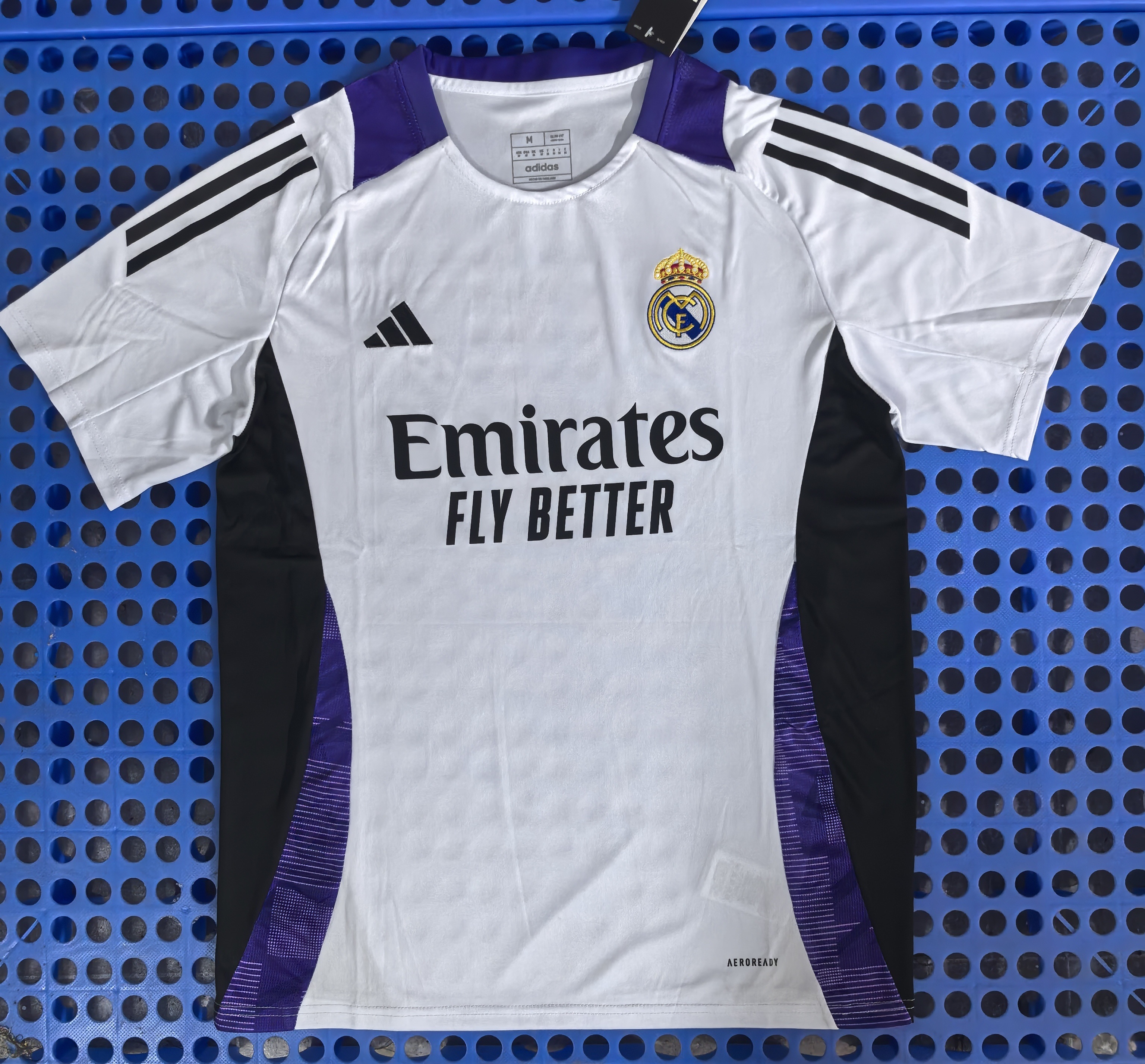 2025 Real Madrid Adidas Pre-match Training  Football Jersey White and Purple