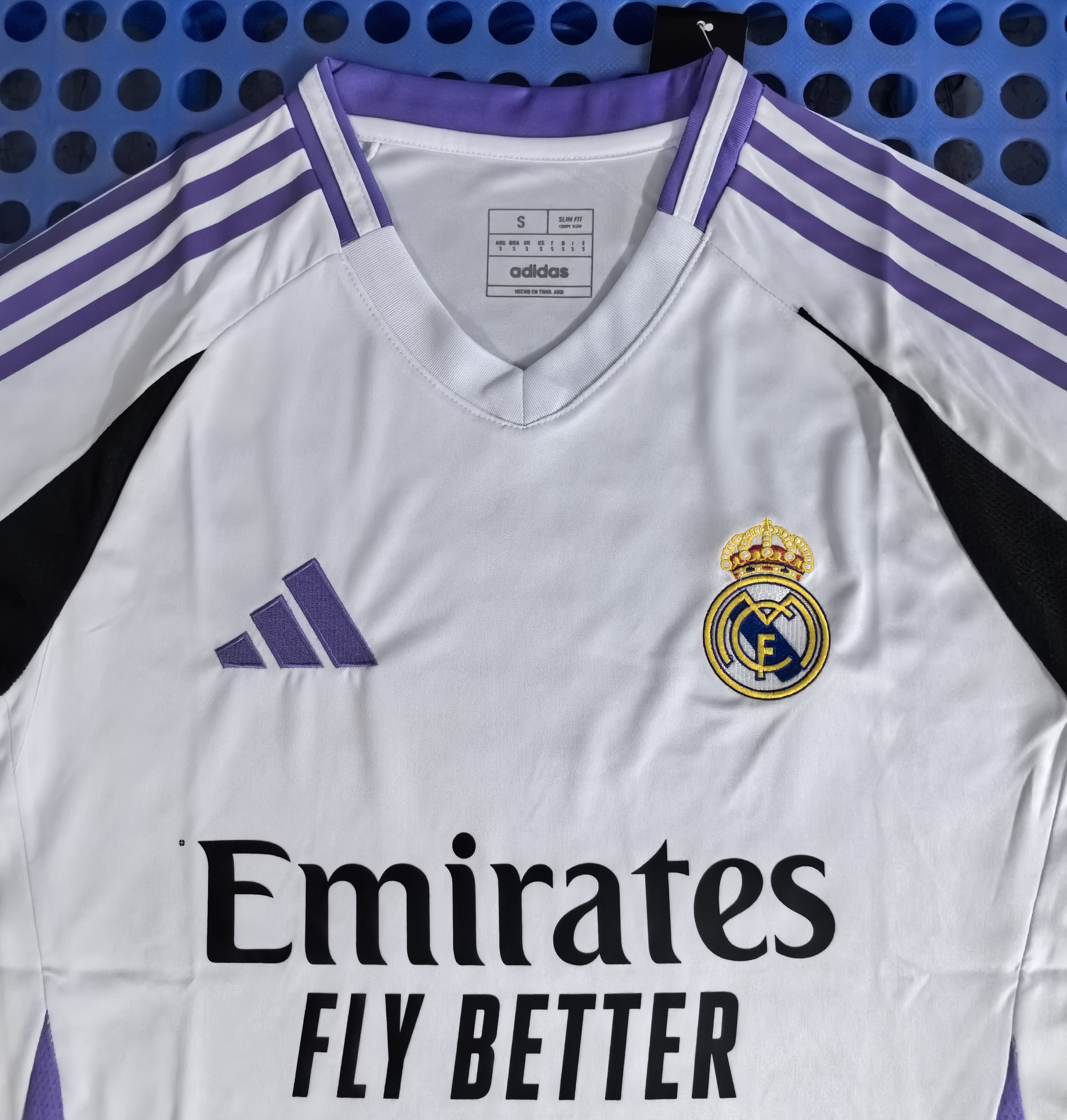 2025 Real Madrid Adidas Pre-match Training  Football Jersey White and Purple Polo