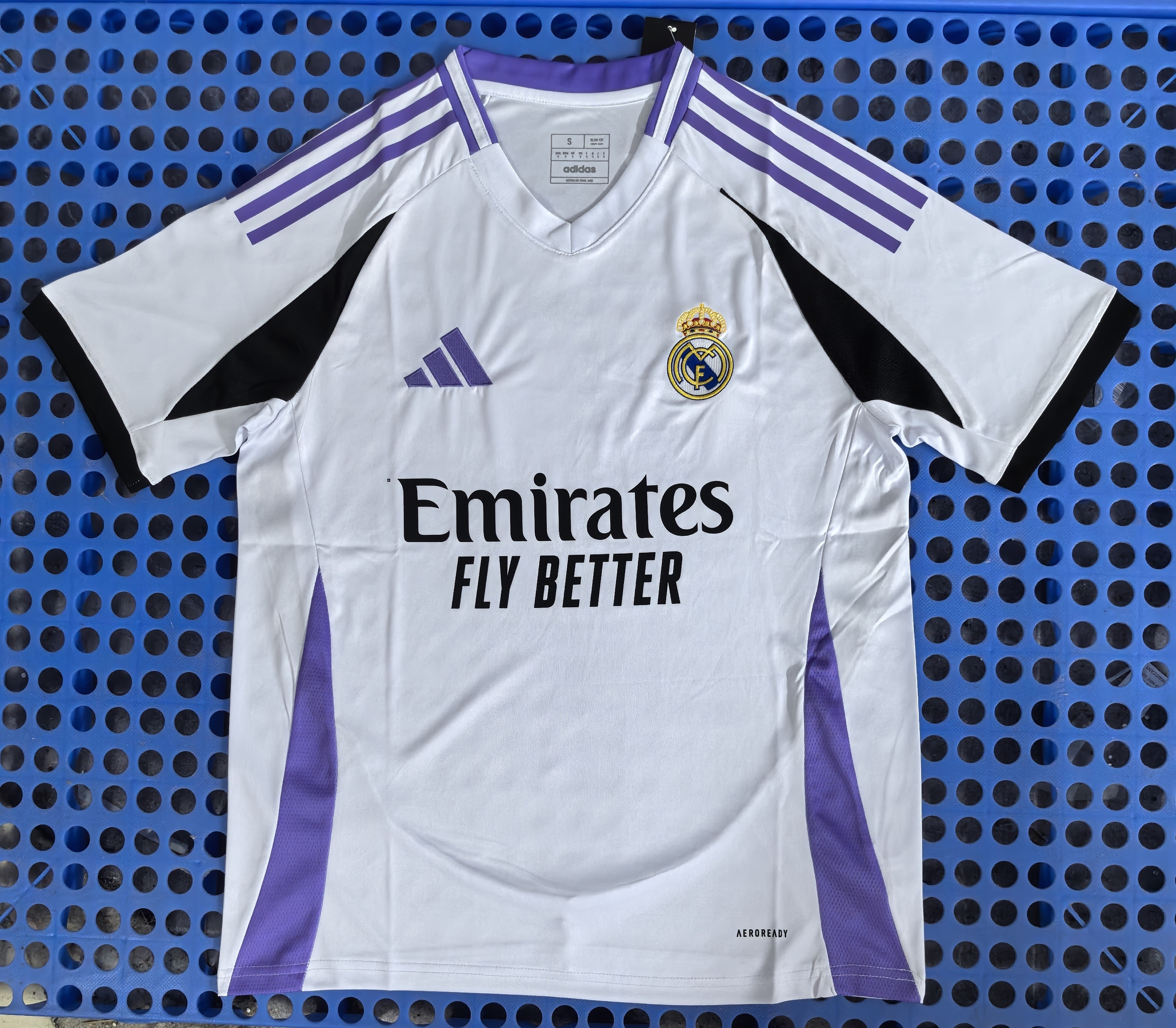 2025 Real Madrid Adidas Pre-match Training  Football Jersey White and Purple Polo