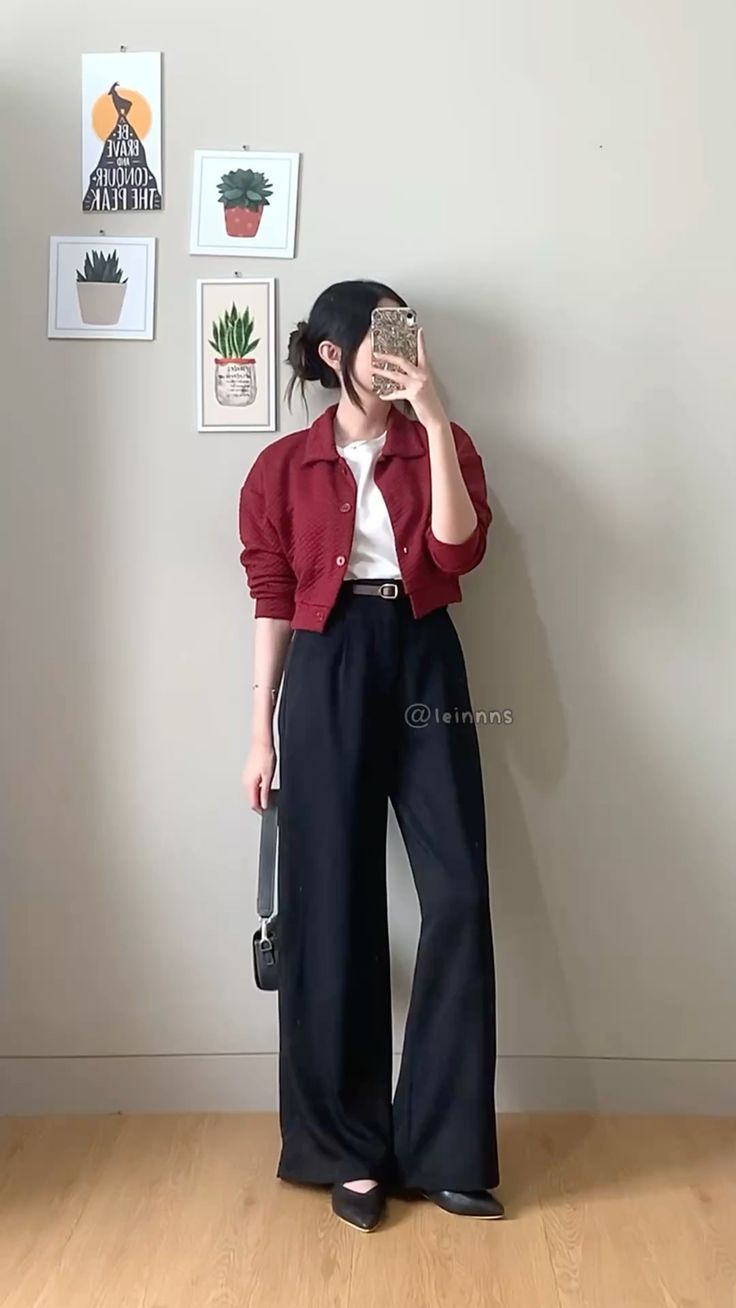ONAKANSA Women's Burgundy Cropped Jacket premium textile