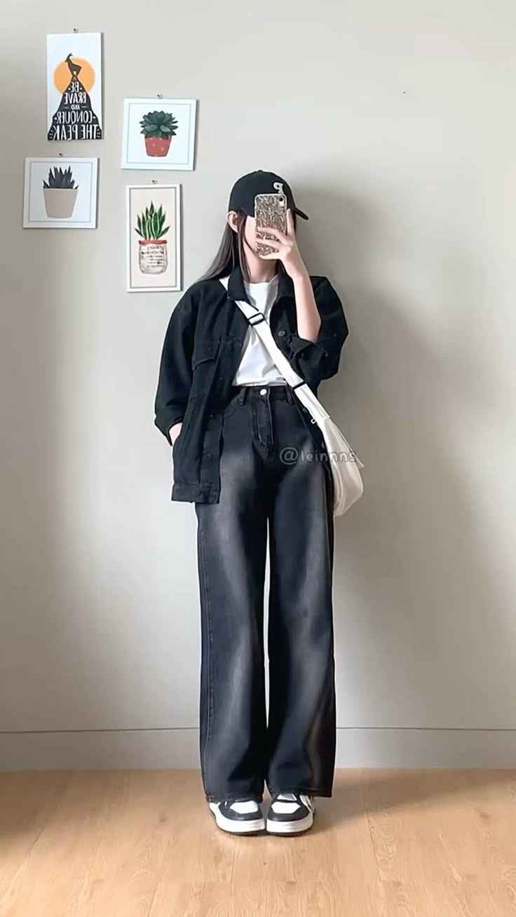 ONAKANSA Casual Black Wide-Leg Pants premium textile 