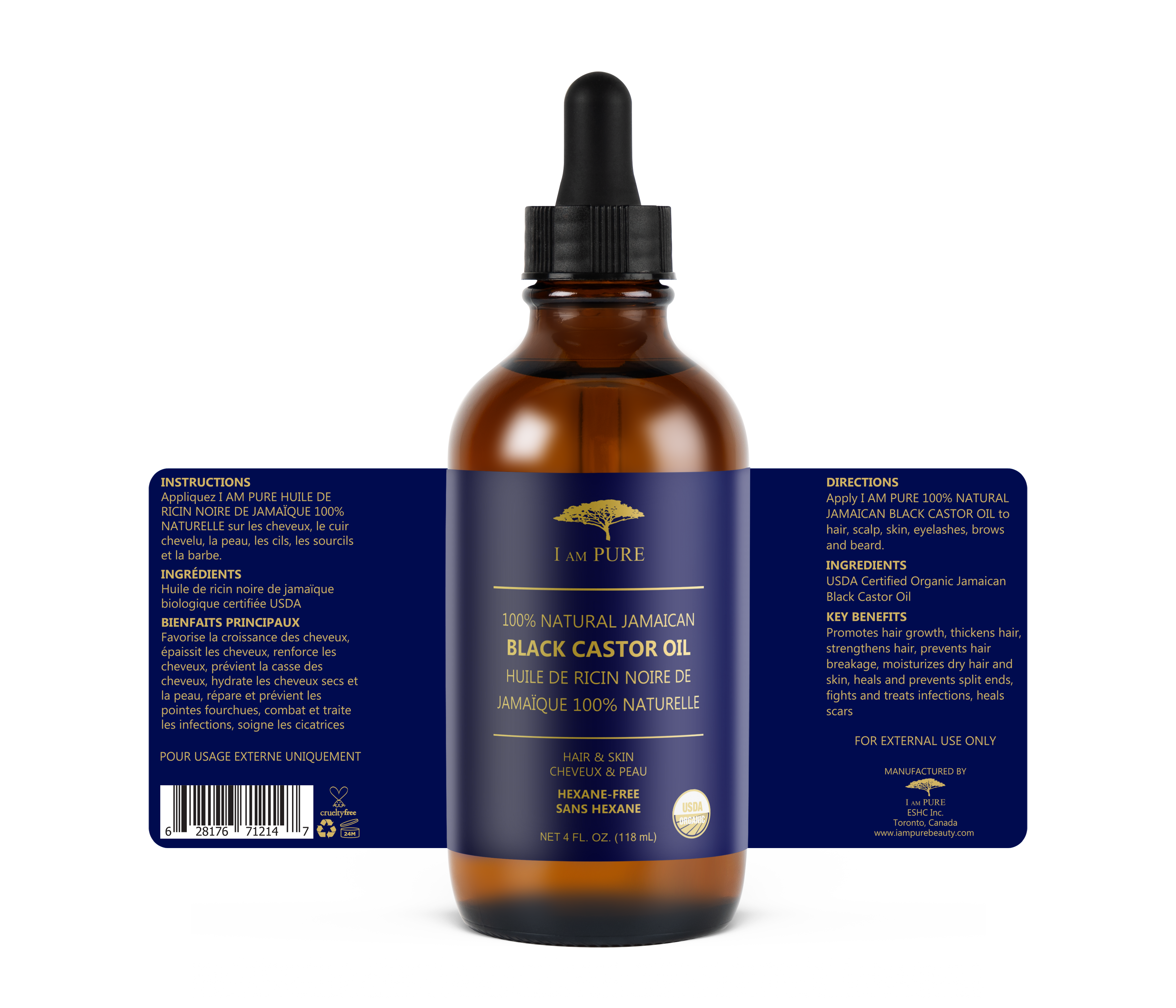 I AM PURE 100% NATURAL JAMAICAN BLACK CASTOR OIL