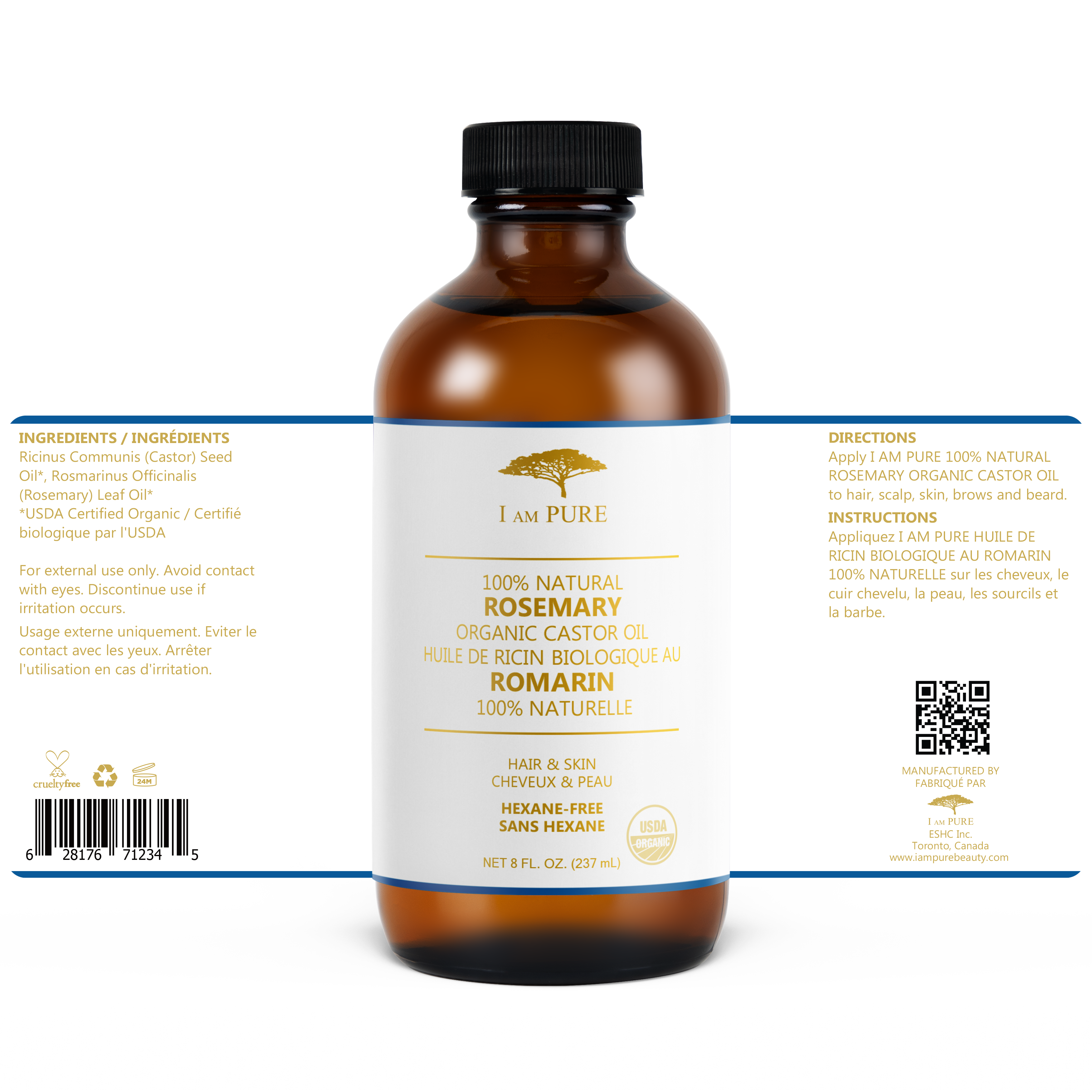 I AM PURE 100% NATURAL ORGANIC CASTOR OIL [ROSEMARY]