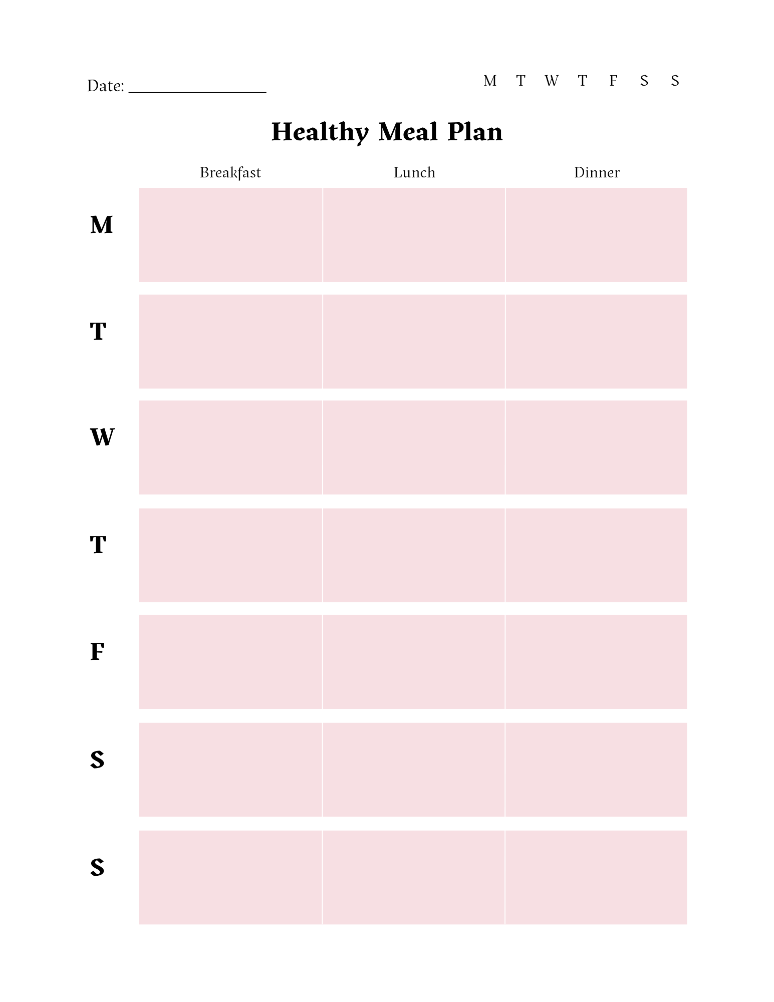 Healthy Meal Plan Template