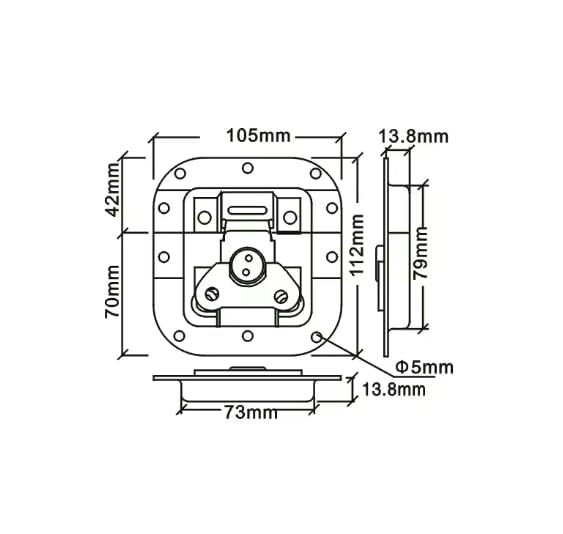 Syncraft Medium Butterfly Latch Lock – Chrome Plated Steel Latch for Flight Cases, Equipment & Toolbox Security 112mm×105 mm (Medium Lock SH-L007)