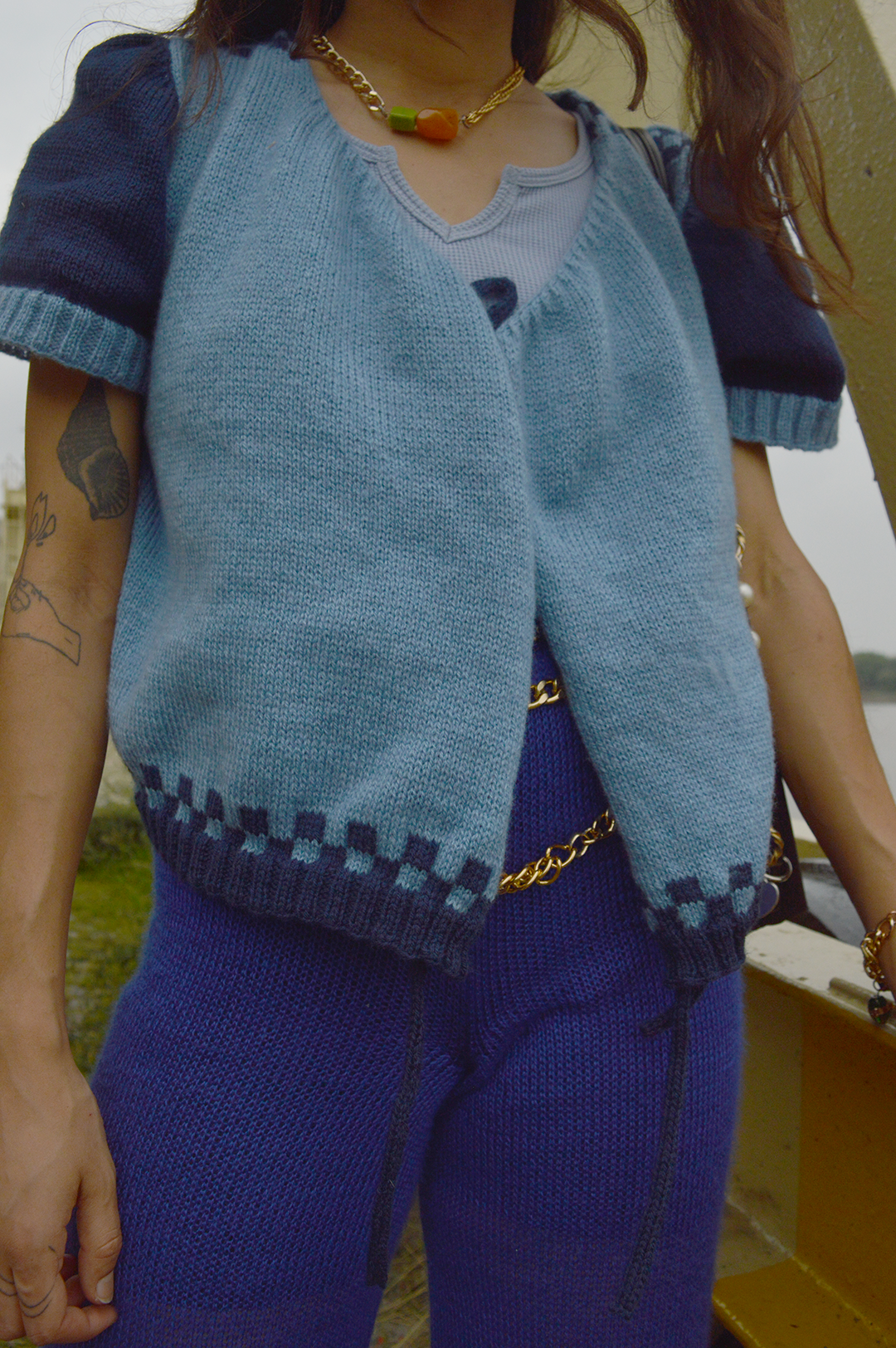 Blue tie-front Cardigan