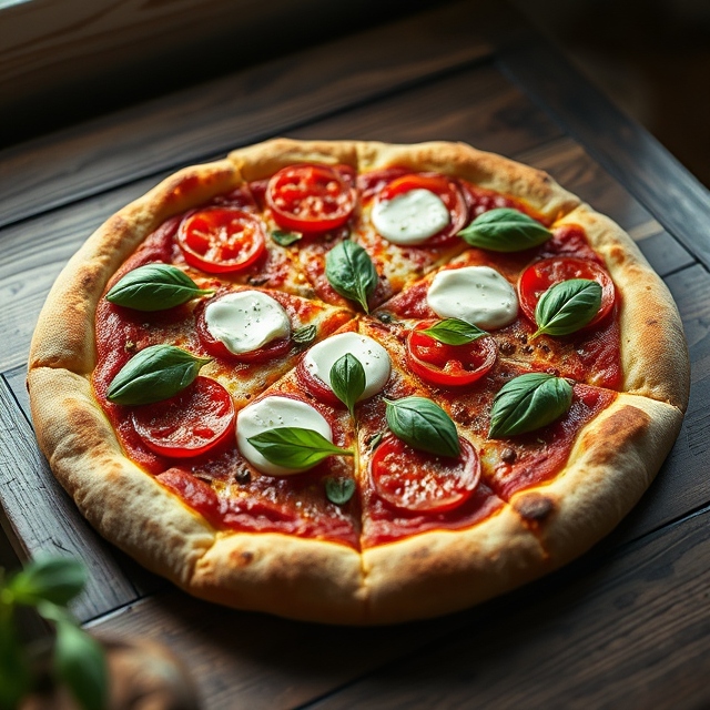 Fresh Basil and Mozzarella Pizza