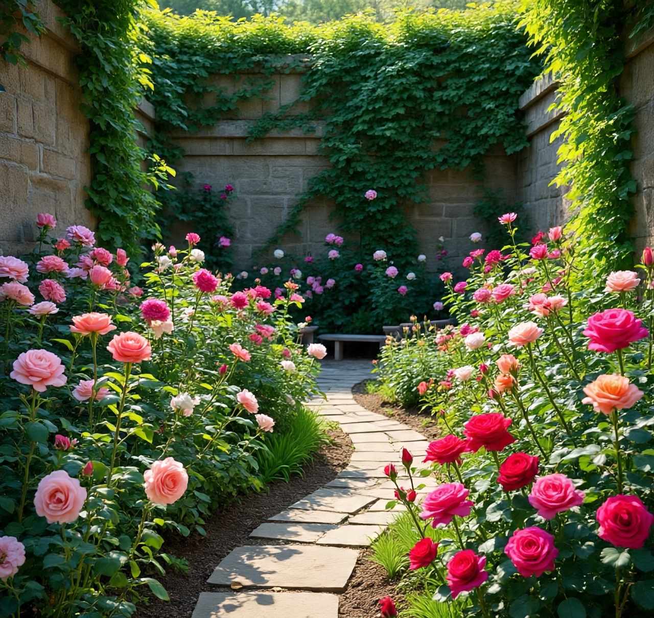 Blooming Garden Roses Image