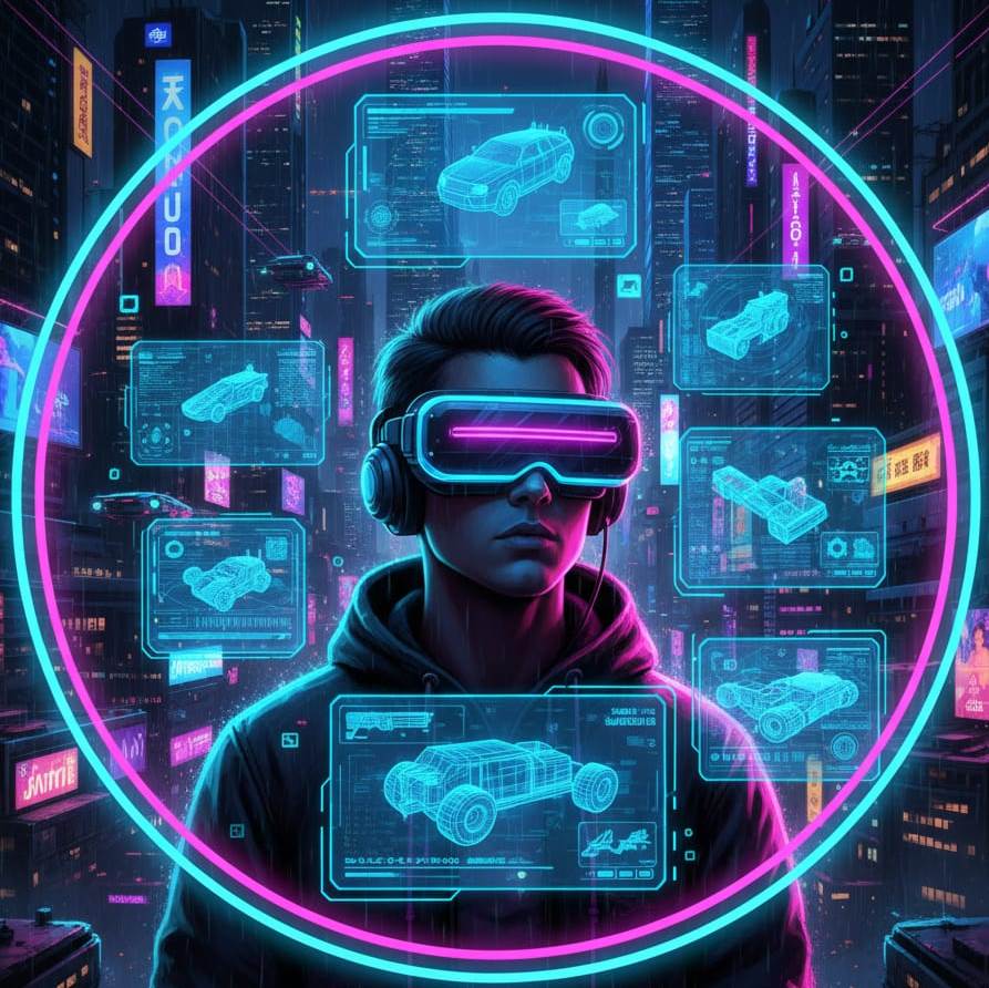 Futuristic Virtual Reality Automotive Simulator Image