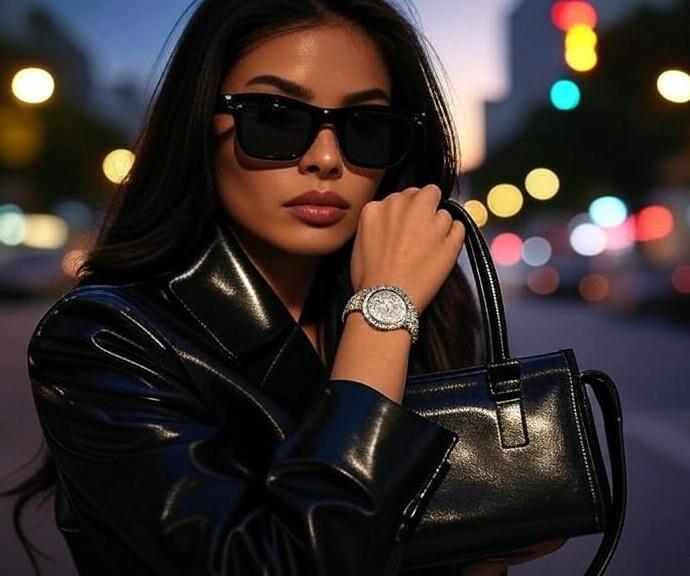 Black Leather Handbag image