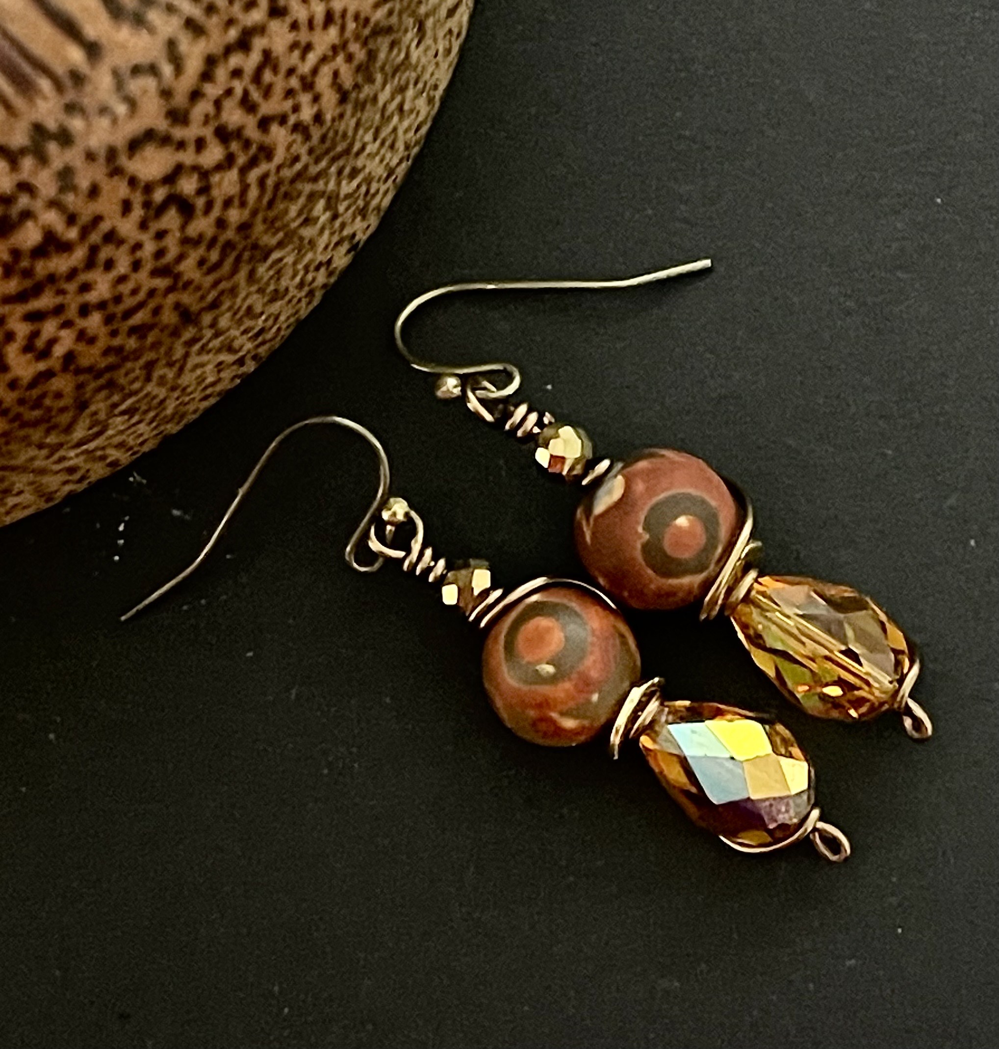 Dzi agate earrings