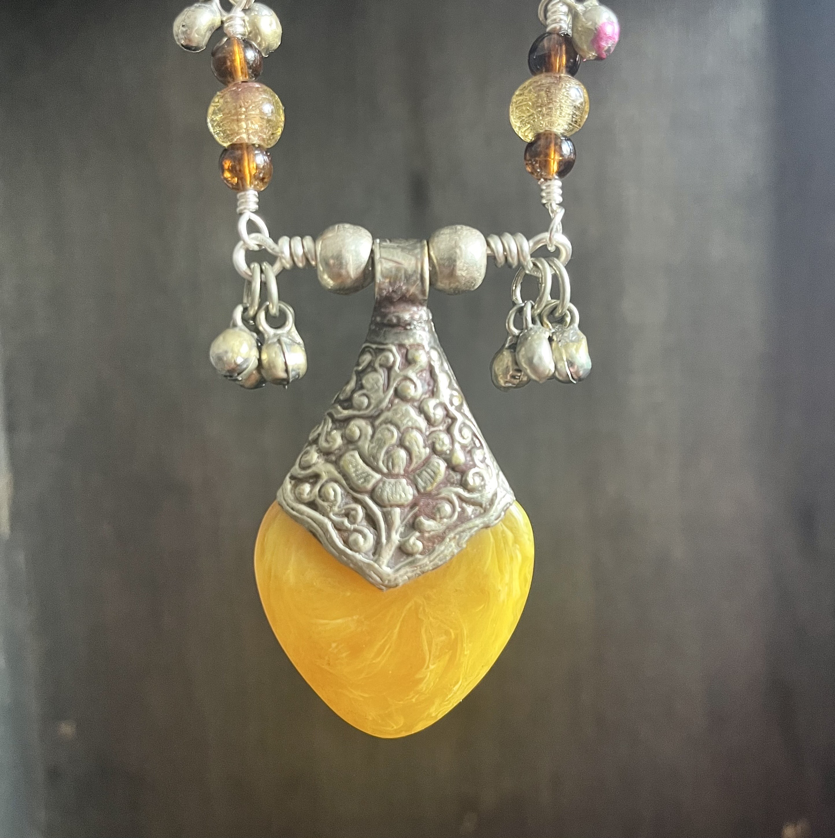 Dancer's Delight Vintage Tibetan Resin Pendant