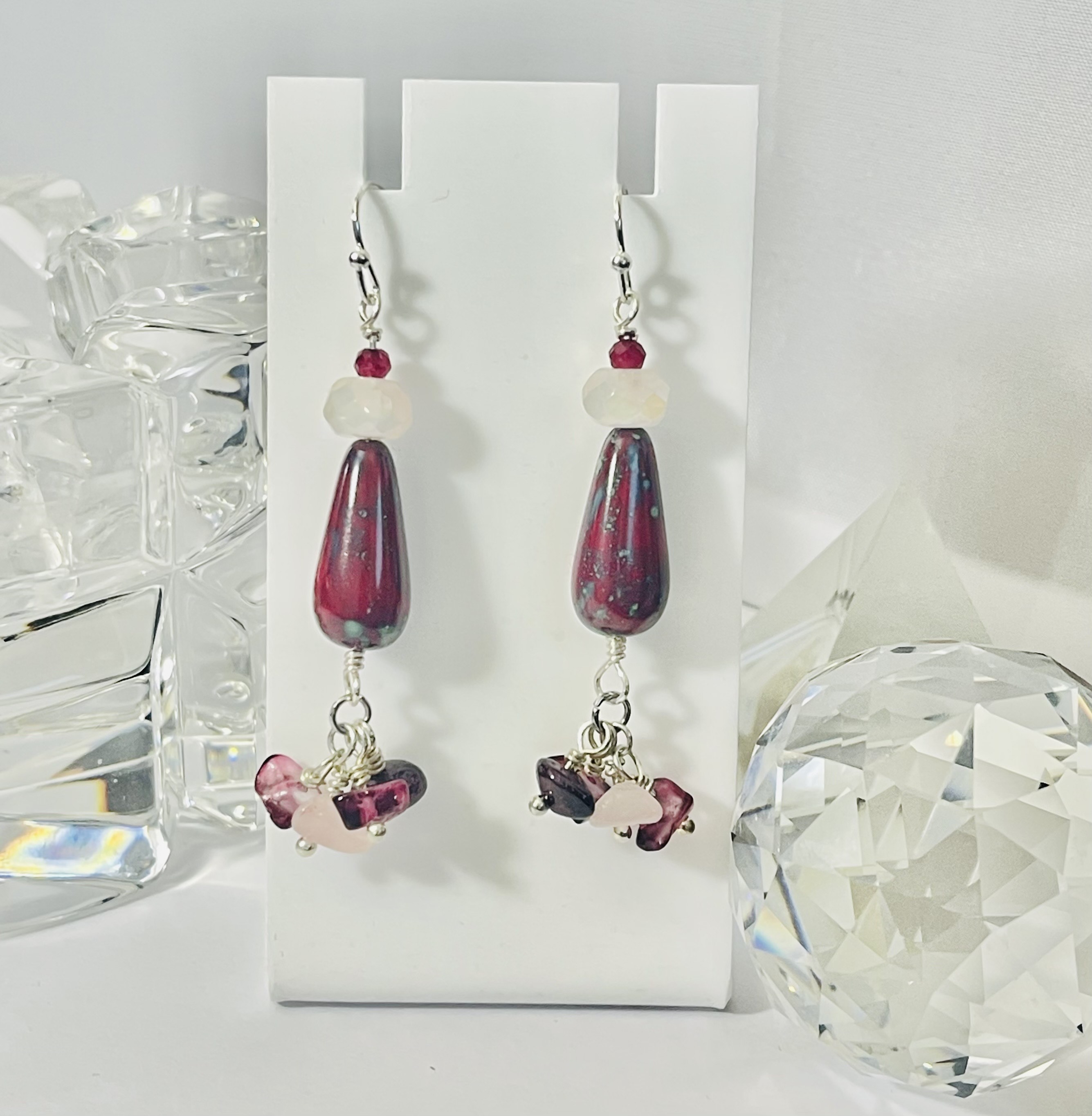 Garnets & Rose Quartz Earrings