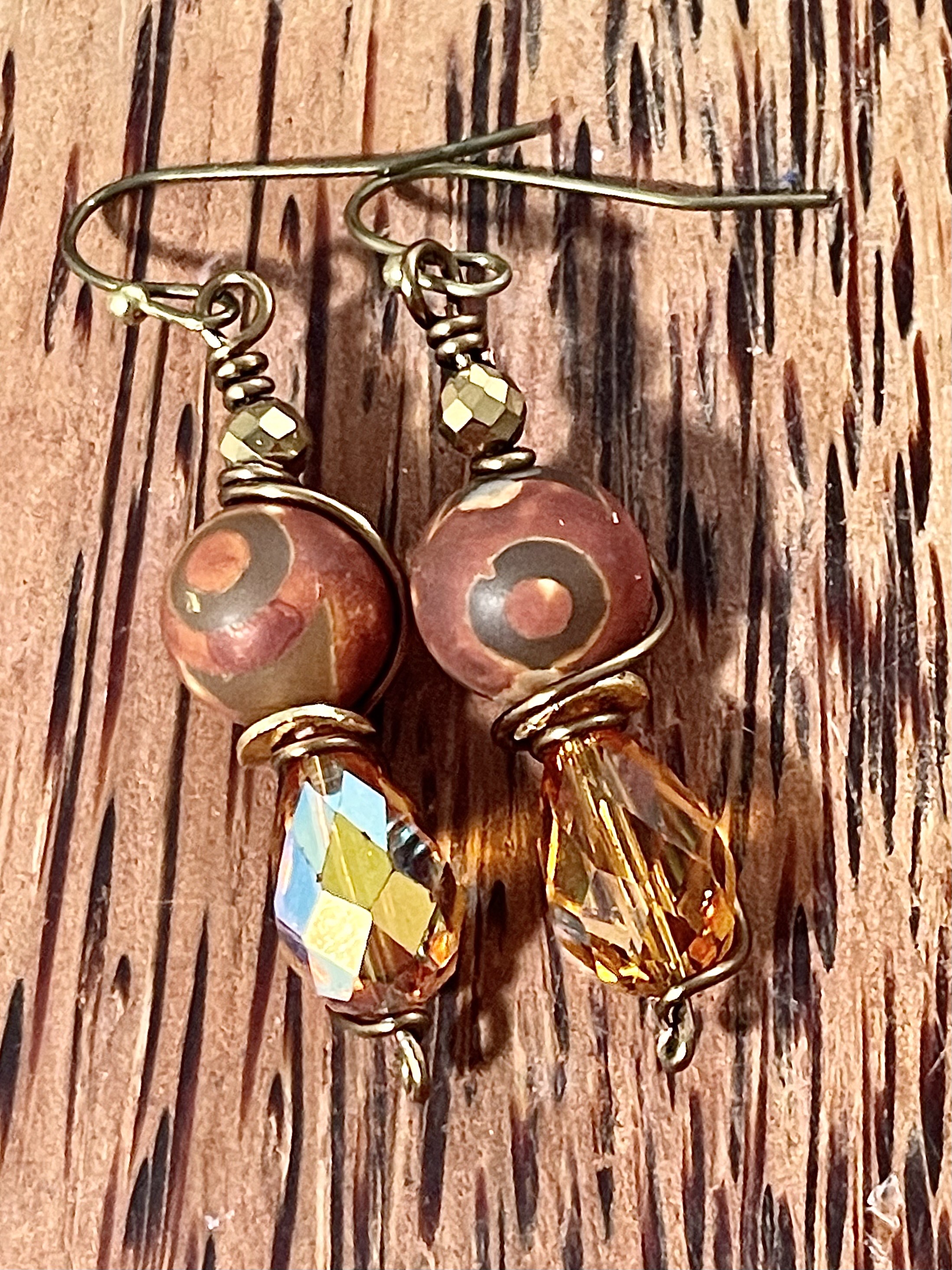 Dzi agate earrings