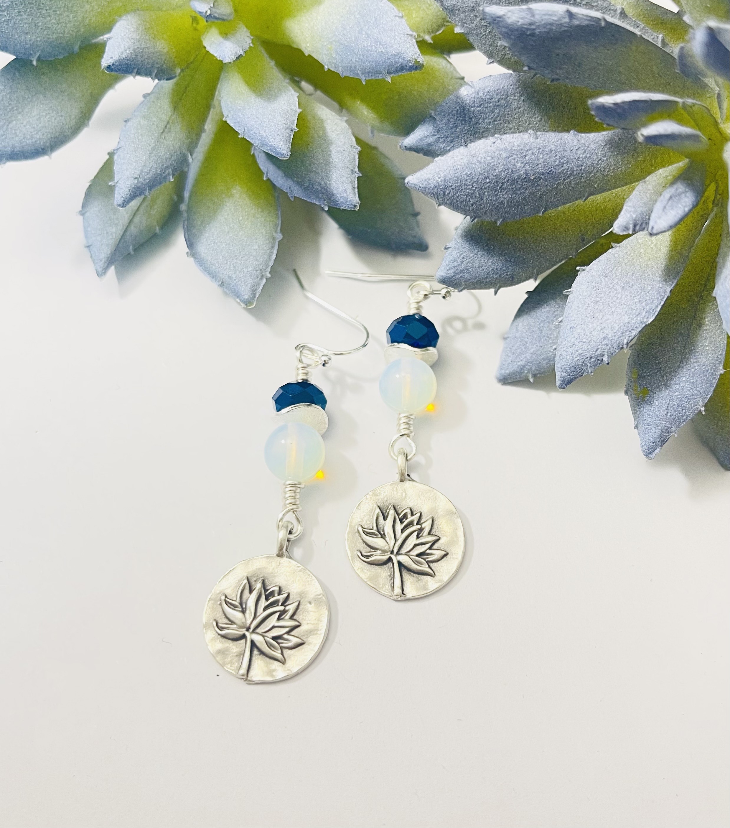 Silver Lotus Earrings