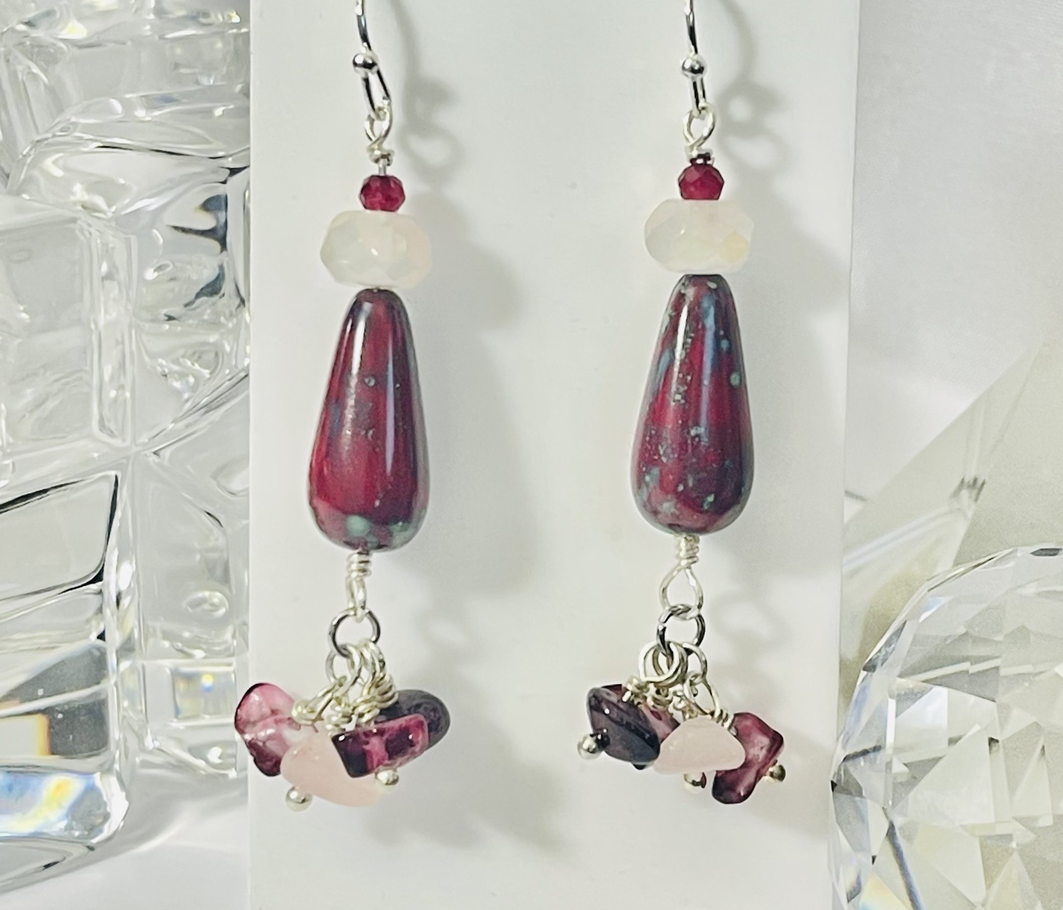 Garnets & Rose Quartz Earrings