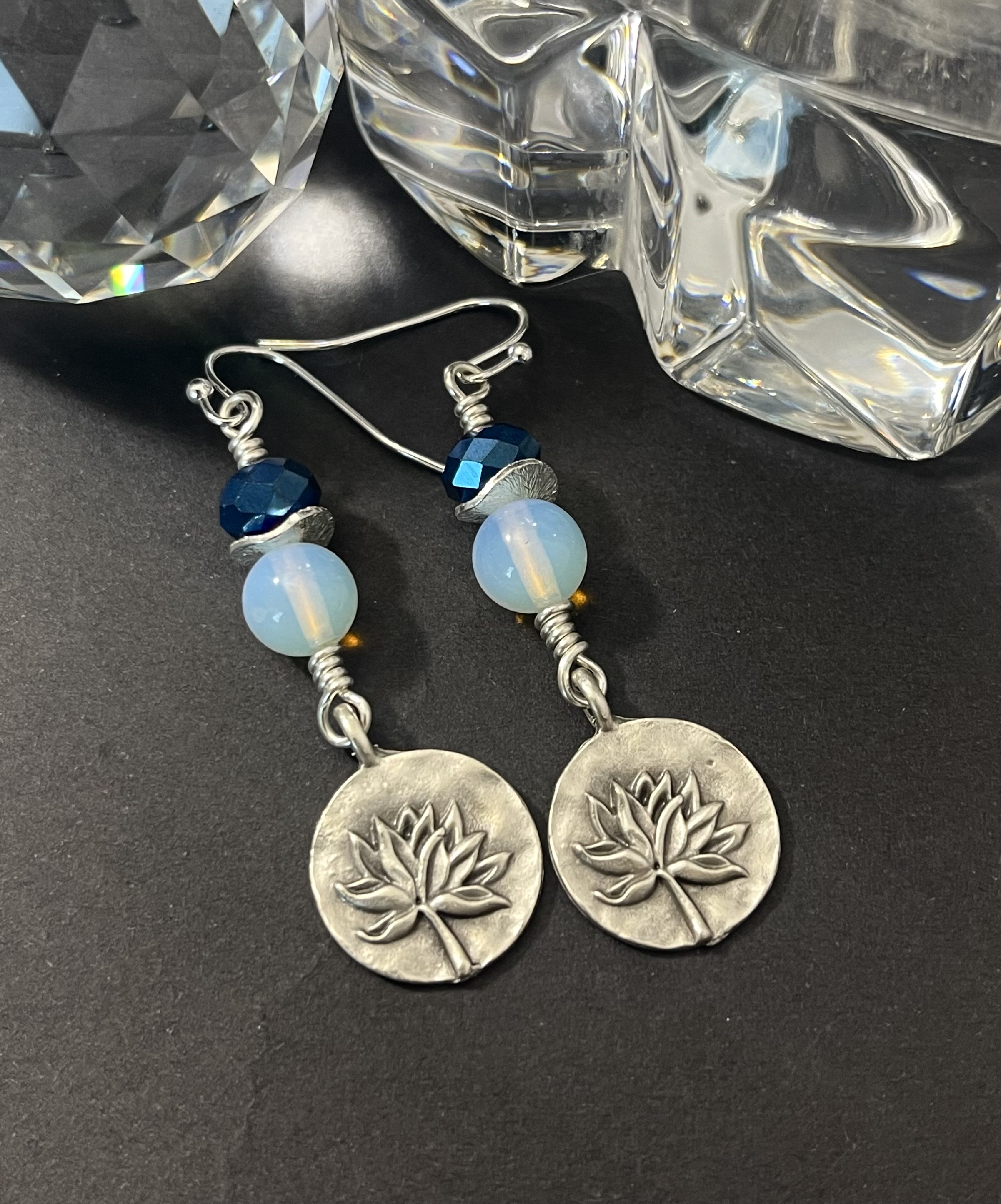 Silver Lotus Earrings