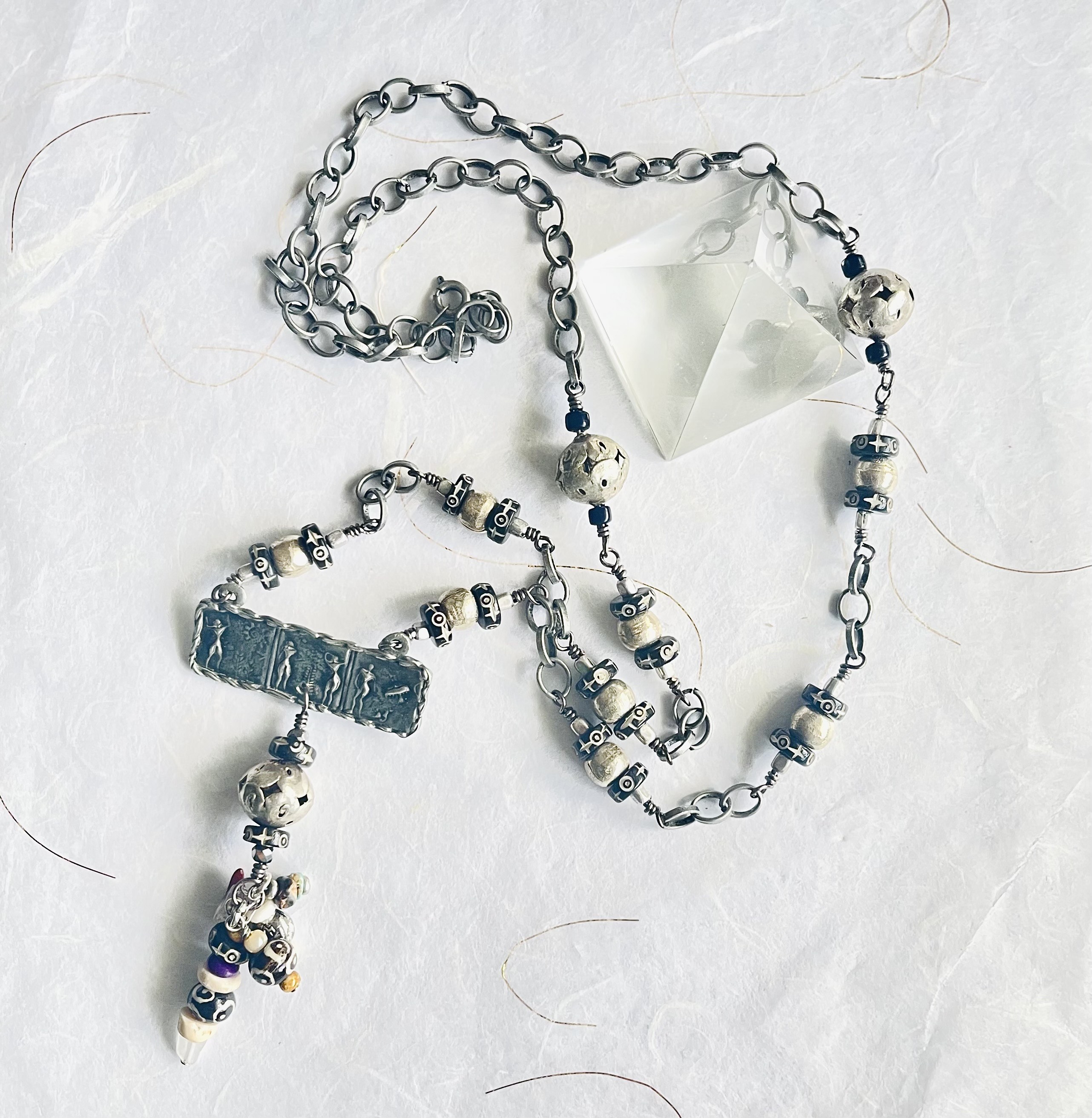 Handcrafted Silver Beaded Necklace