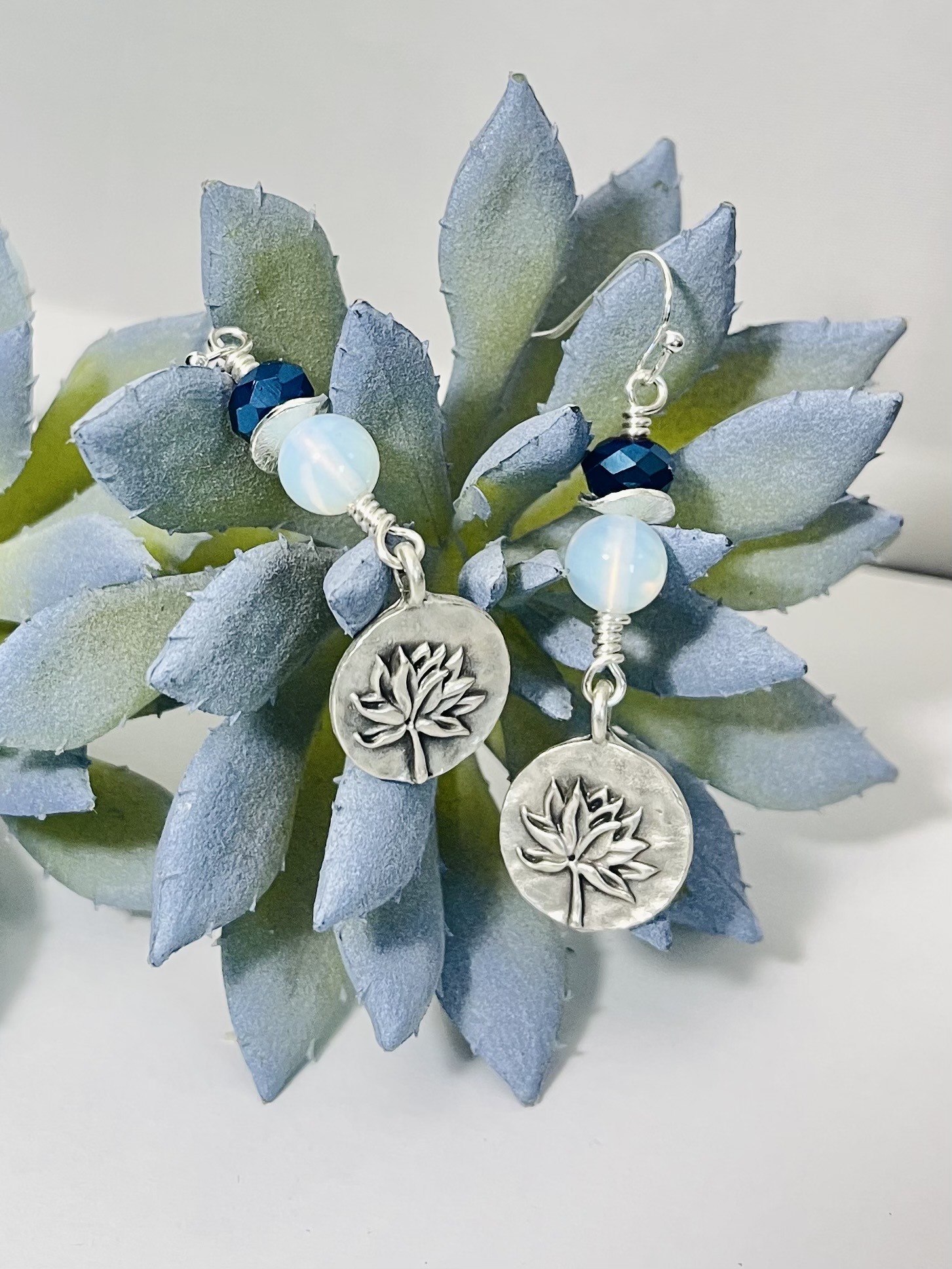 Silver Lotus Earrings