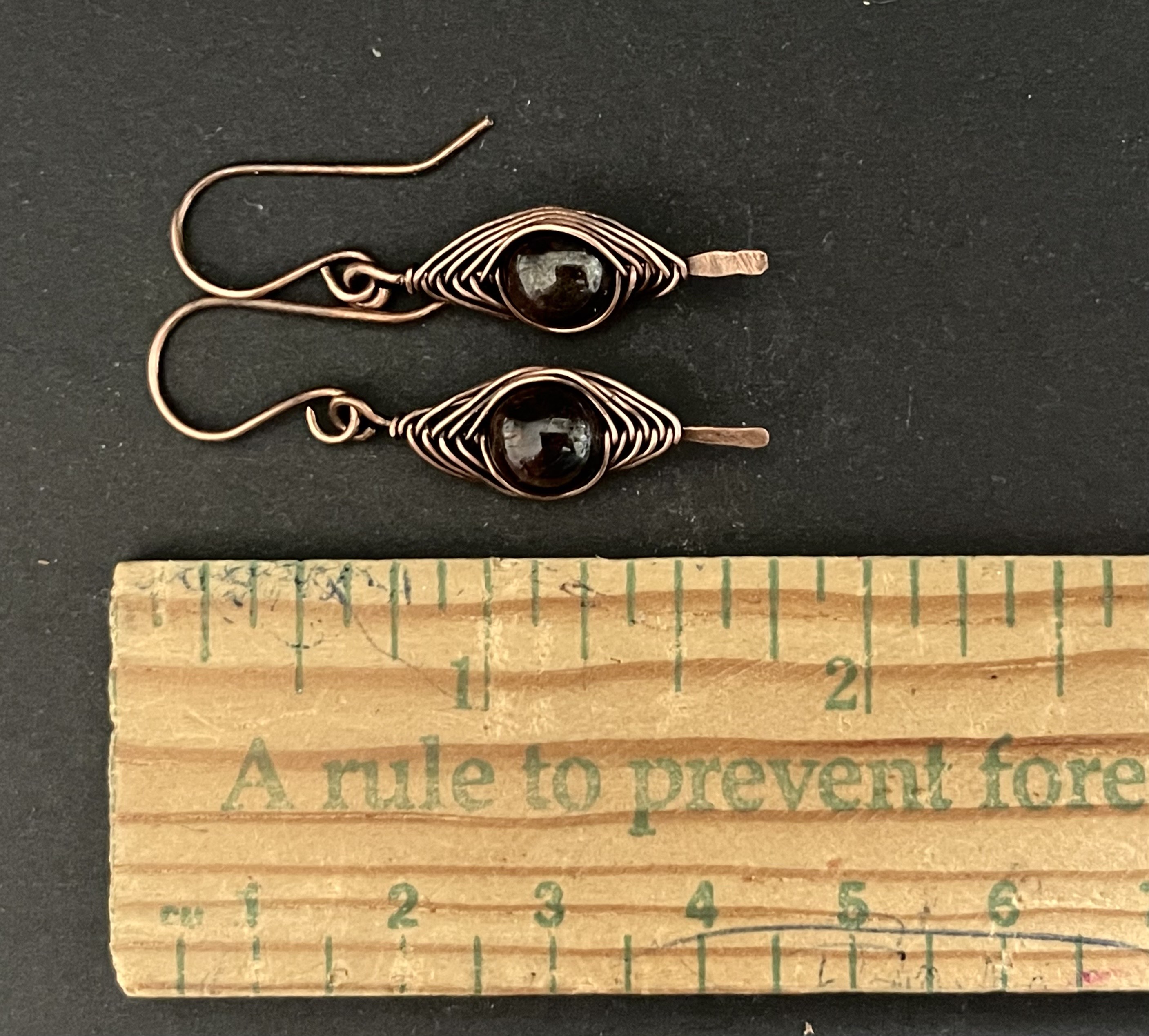 Handcrafted copper wire & Garnet earrings