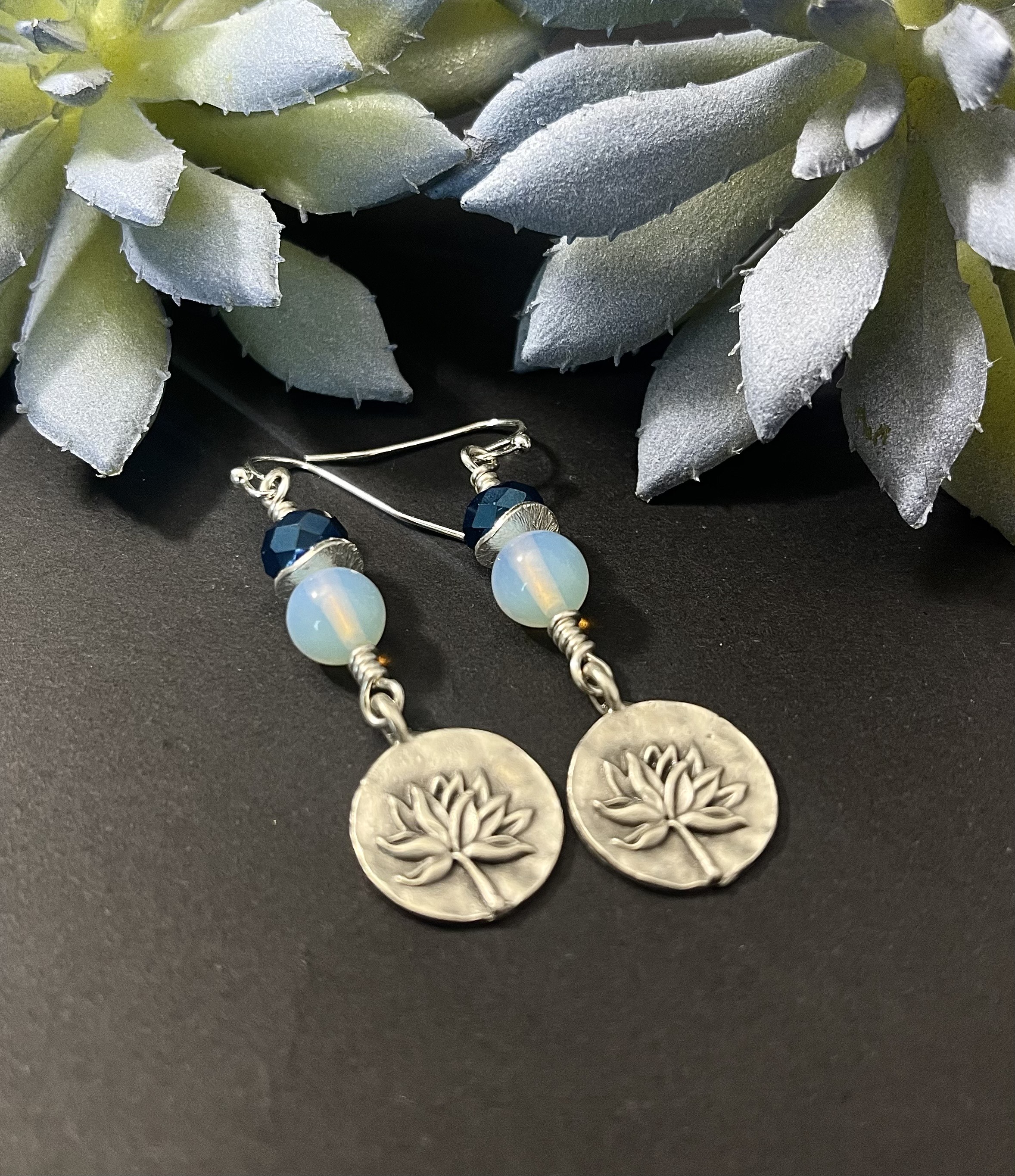 Silver Lotus Earrings
