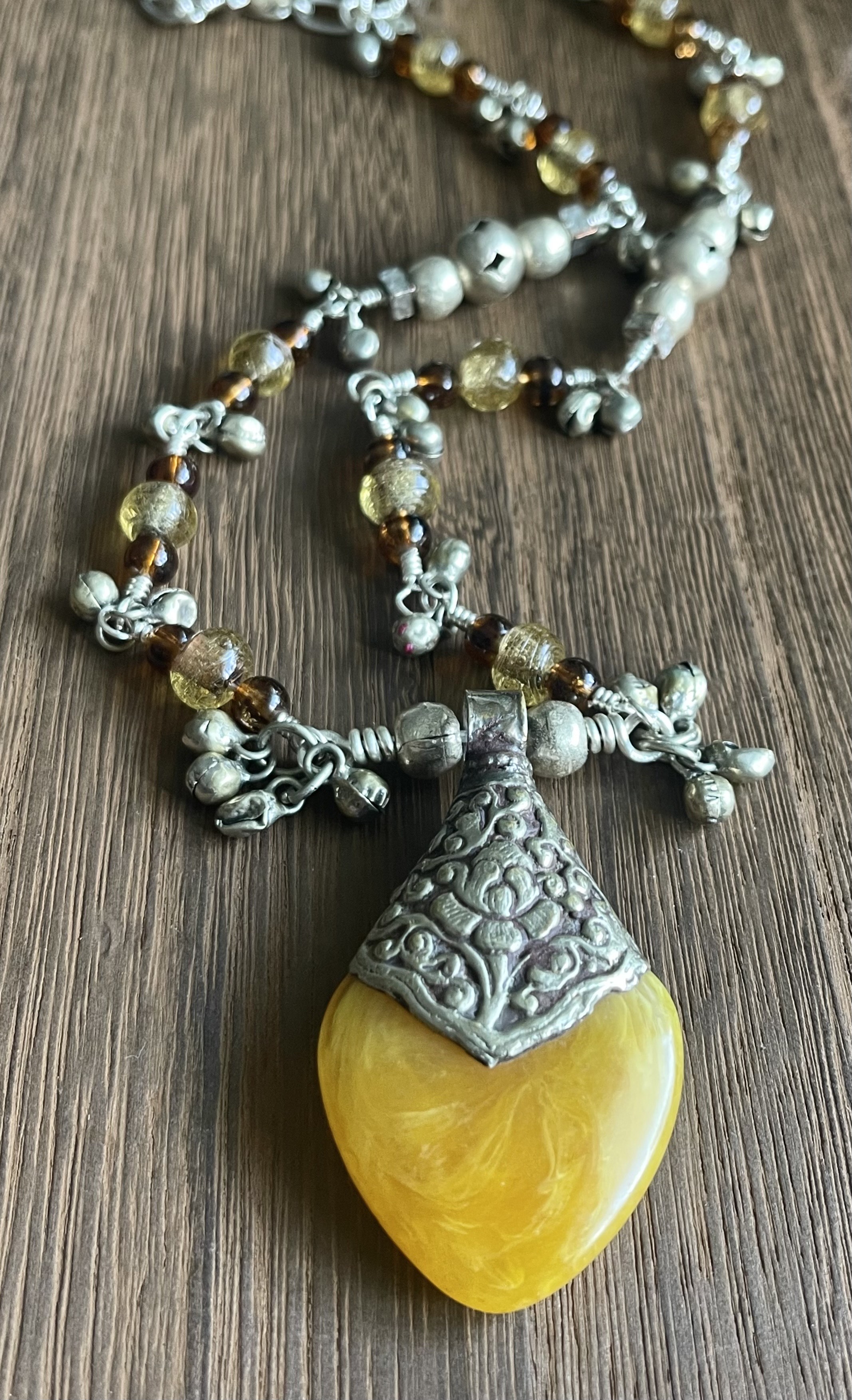 Dancer's Delight Vintage Tibetan Resin Pendant