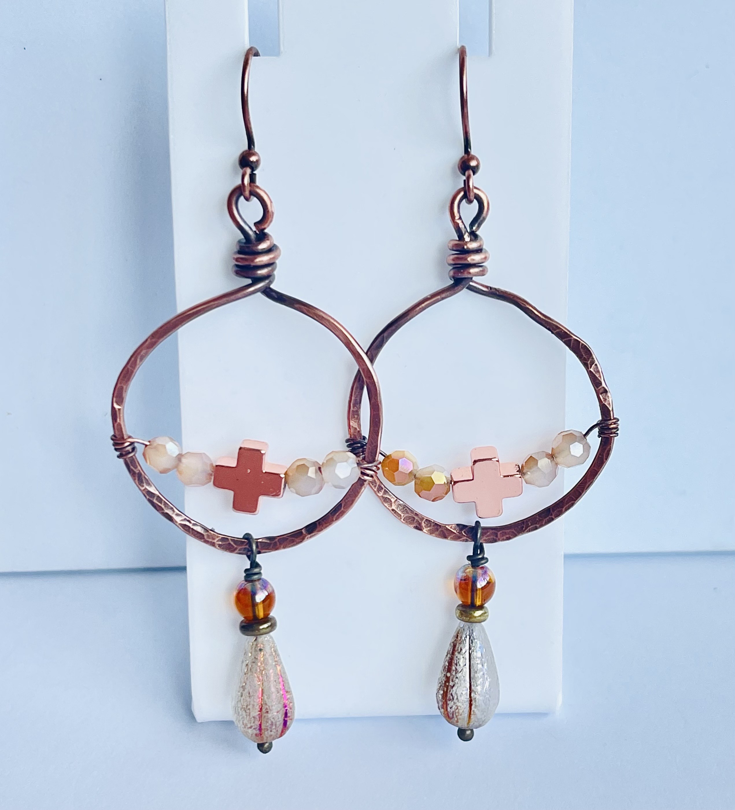 Rose Gold Cross over Hematite necklace 