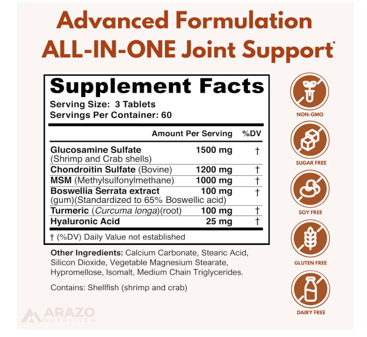 Arazo Nutrition Joint Support & Omega-3 Fish Oil Supplement