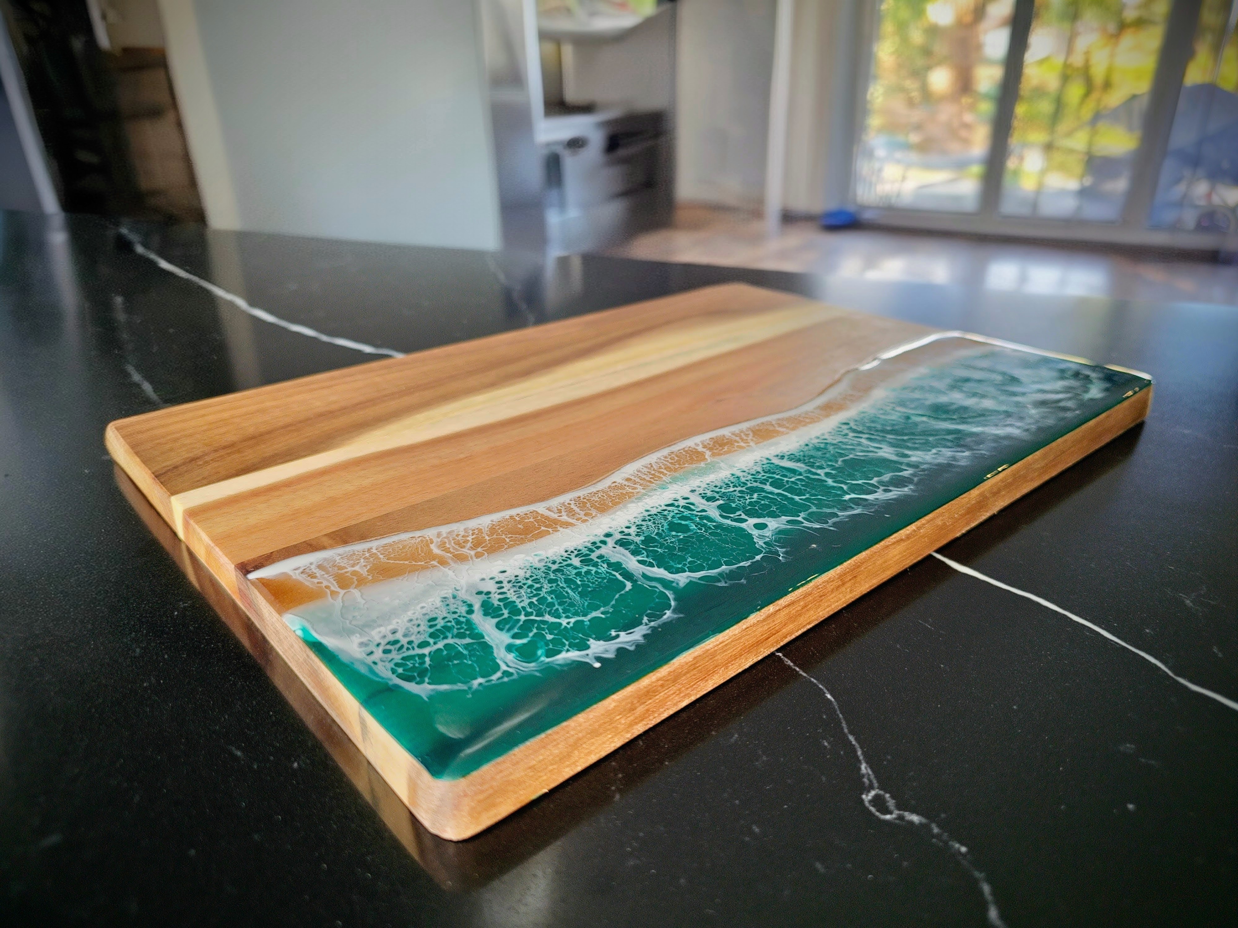 Ocean Wave Resin & Wood Cutting Board