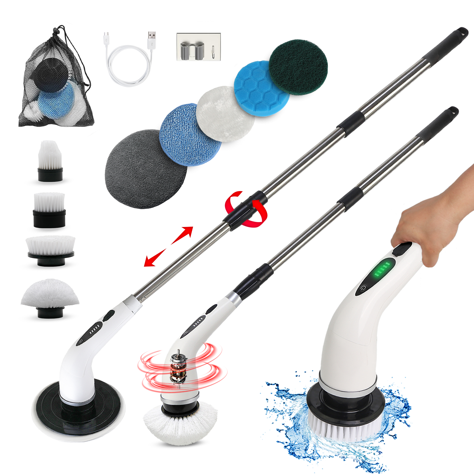 Electric Spin Scrubber - Electric Cleaning brush with 8 brush heads