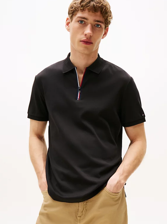 Tommy Hilfiger Navy Polo T-Shirt with Zip