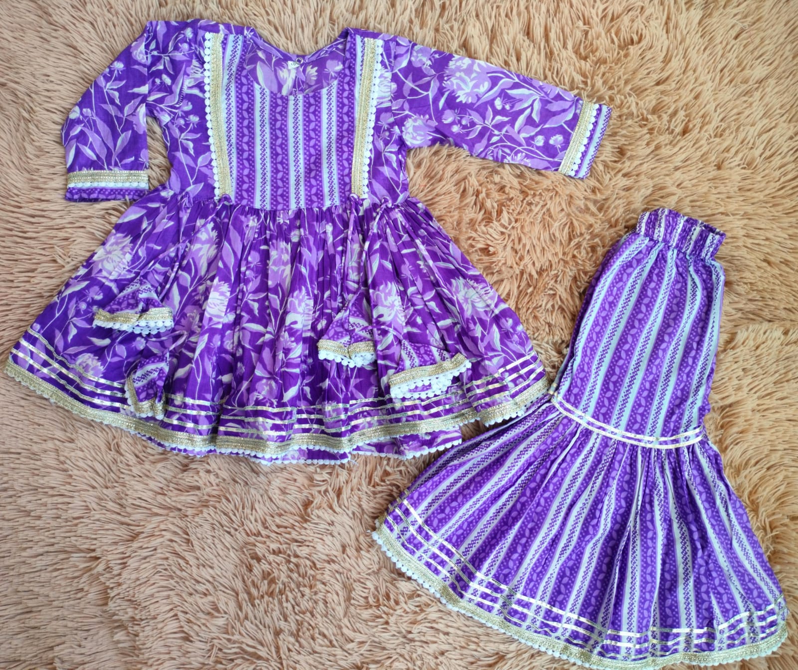Traditional Purple Girl's Dress Set