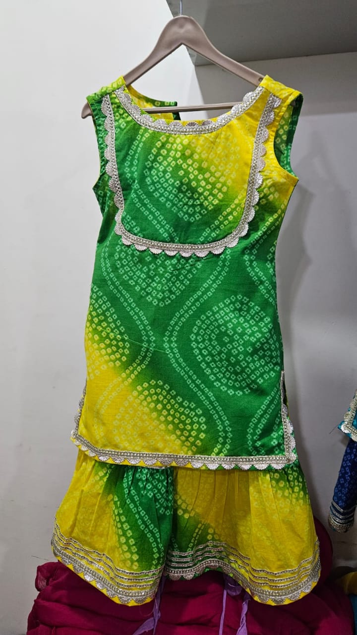 Traditional Green and Yellow Kids Dress