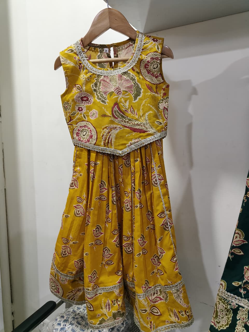Traditional Yellow Printed Kids Dress