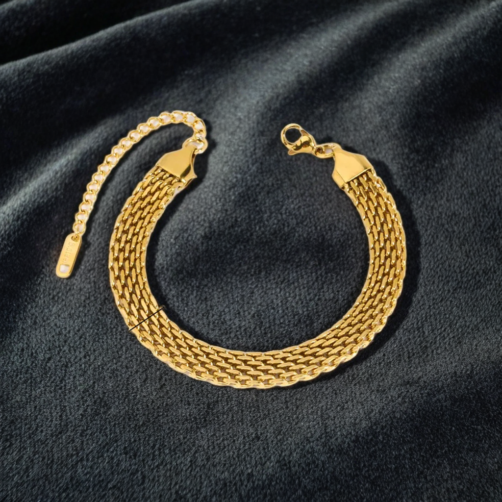 Bracelet chaîne tressée doré