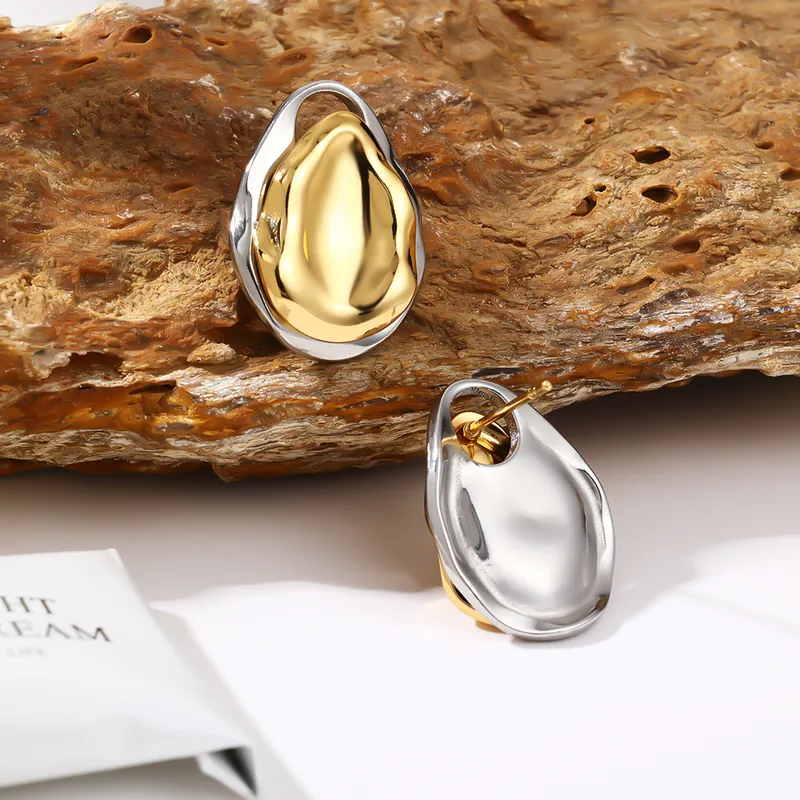 Boucles d’oreilles en métal bicolore