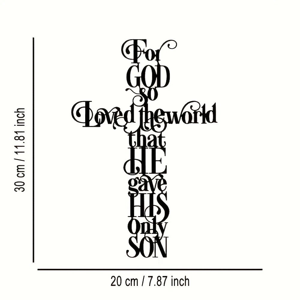 Bible Verse Black Metal Cross Wall Hanging Sign