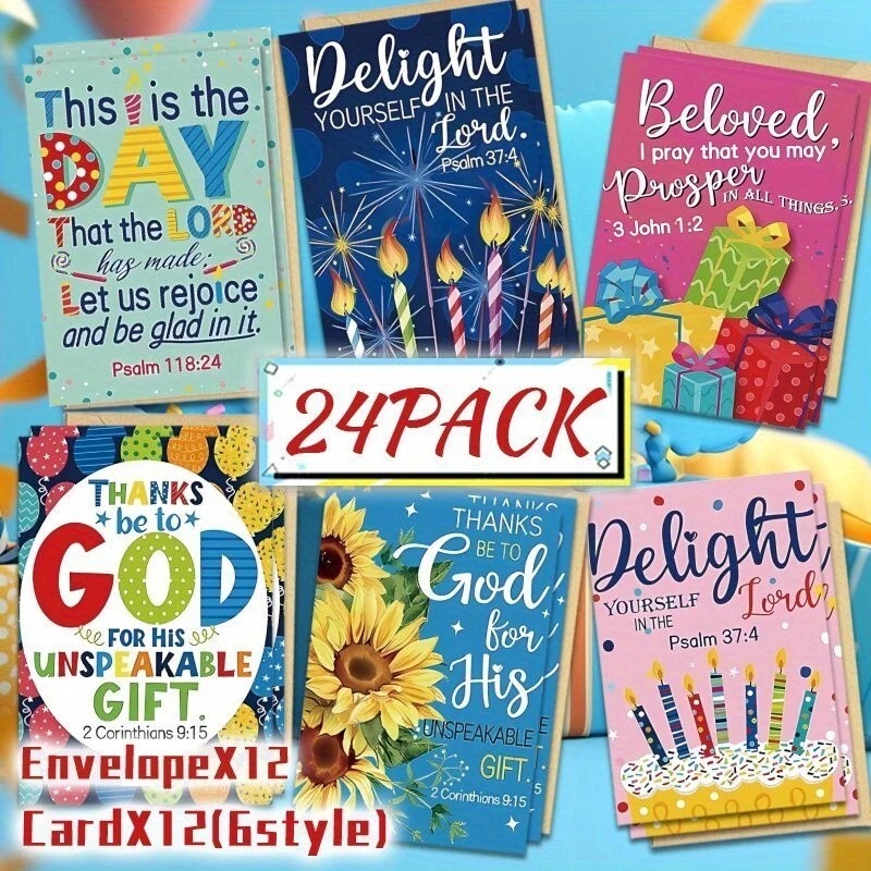 12 Pack Bible Verse Cards With Envelopes