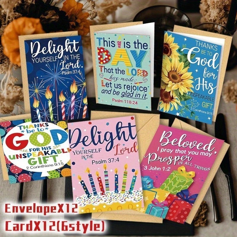 12 Pack Bible Verse Cards With Envelopes