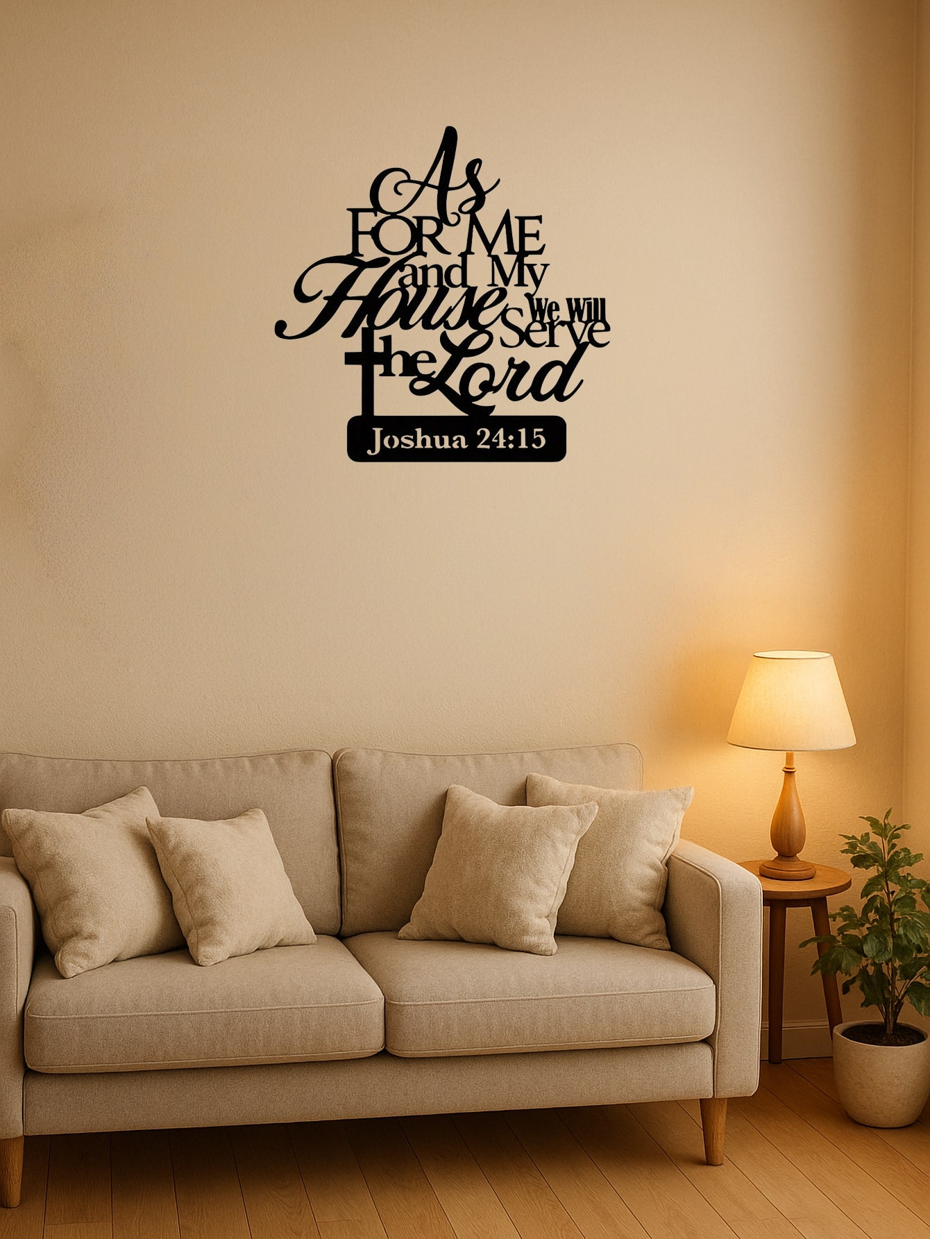 Bible Verse Black Metal Cross Wall Hanging Sign