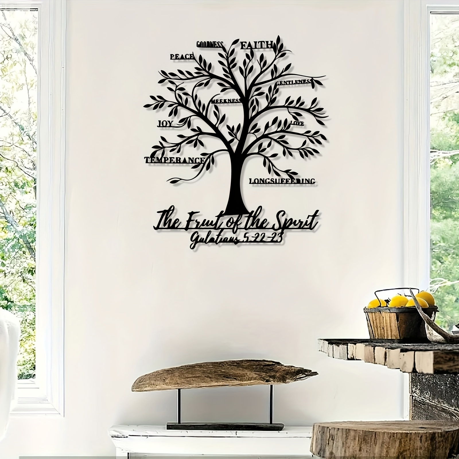 Bible Verse Black Metal Cross Wall Hanging Sign