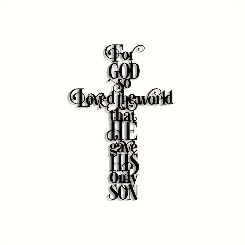 Bible Verse Black Metal Cross Wall Hanging Sign