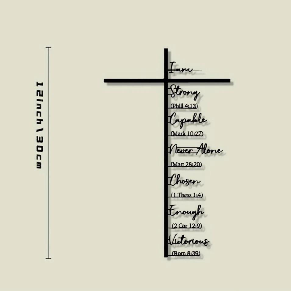 Bible Verse Black Metal Cross Wall Hanging Sign