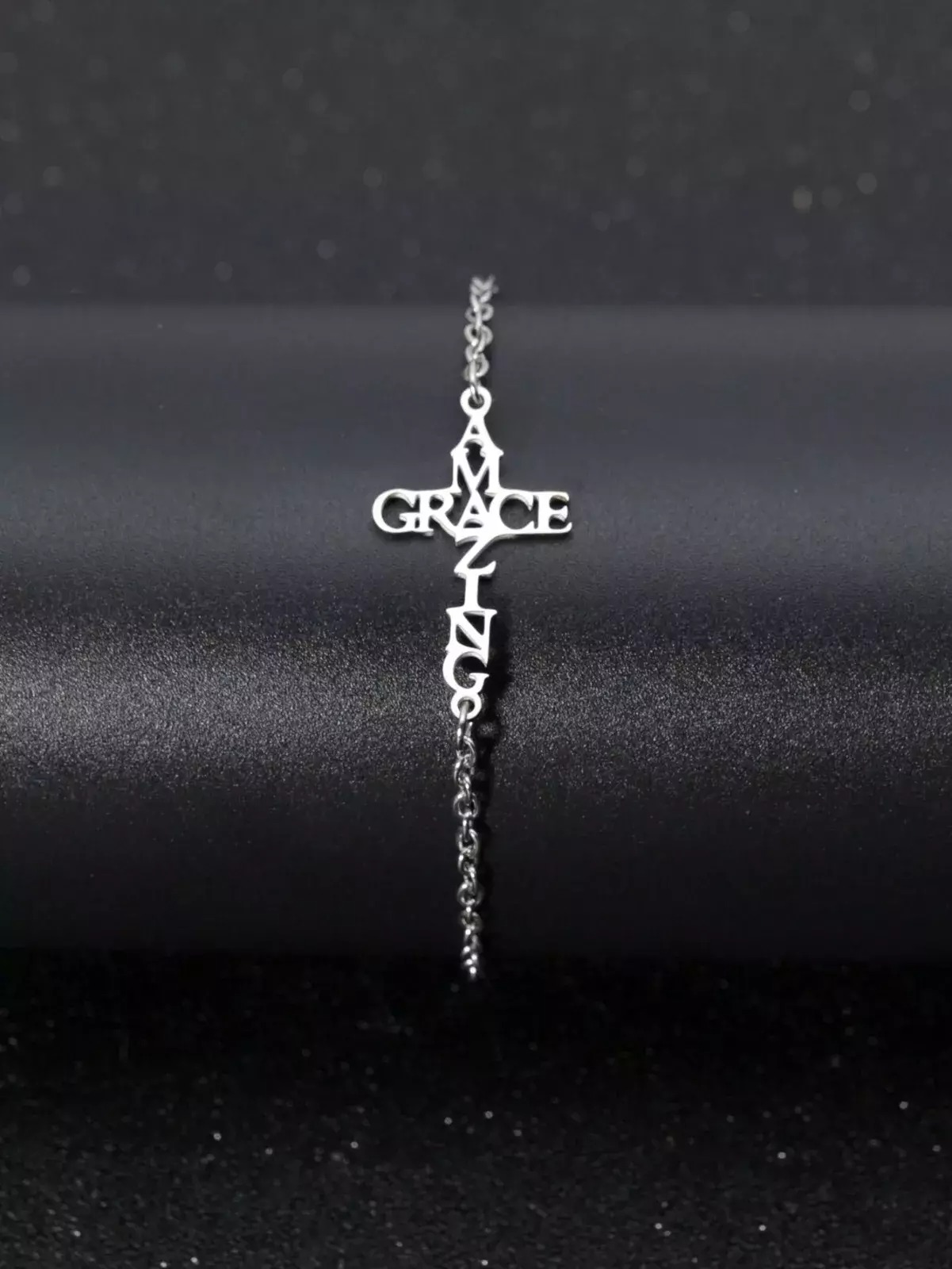 3pcs Stainless Steel Amazing Grace Faith Cross Bracelets