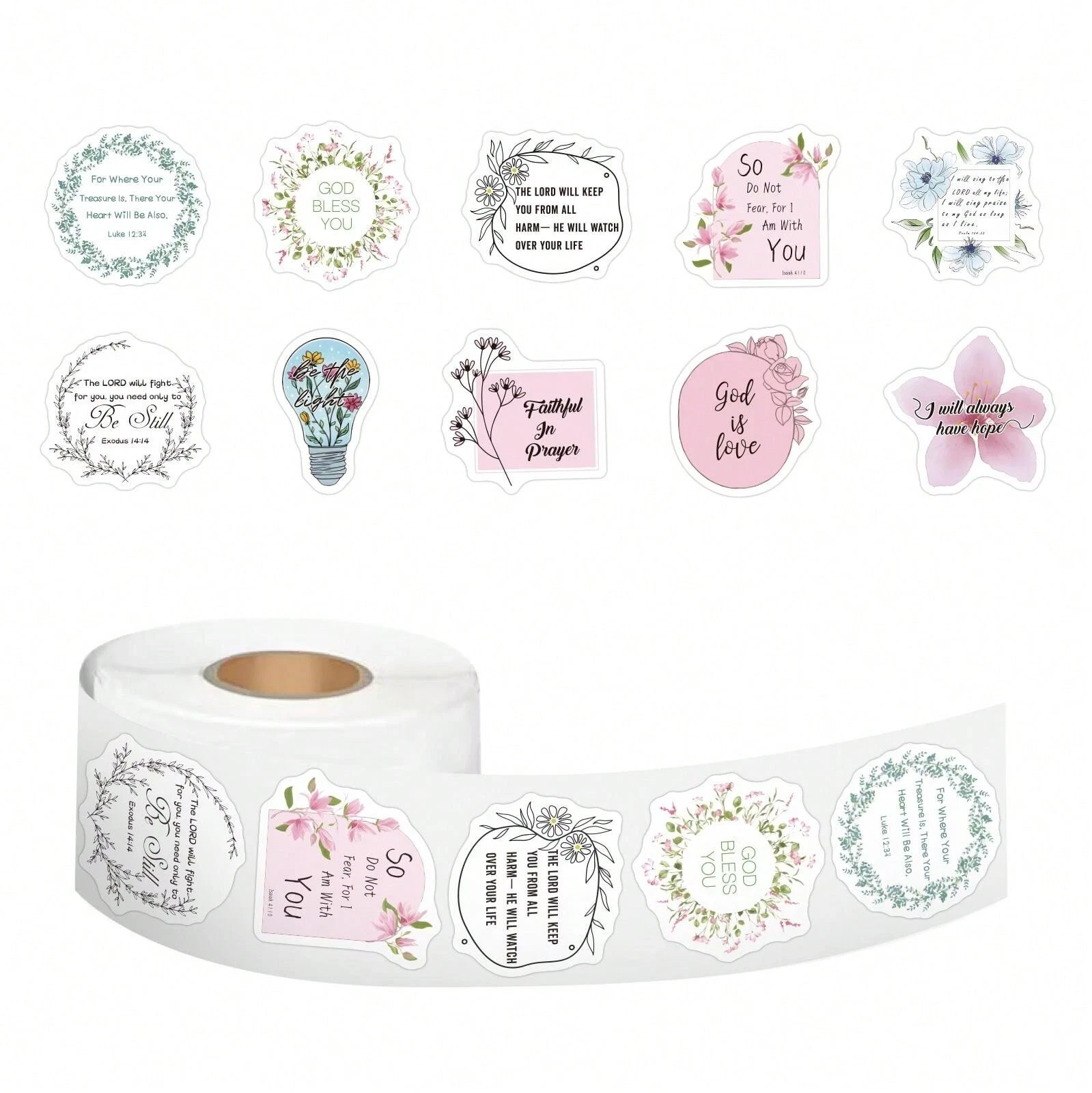 500 Bible Verse Uplifting Inspirational Floral Flower Stickers