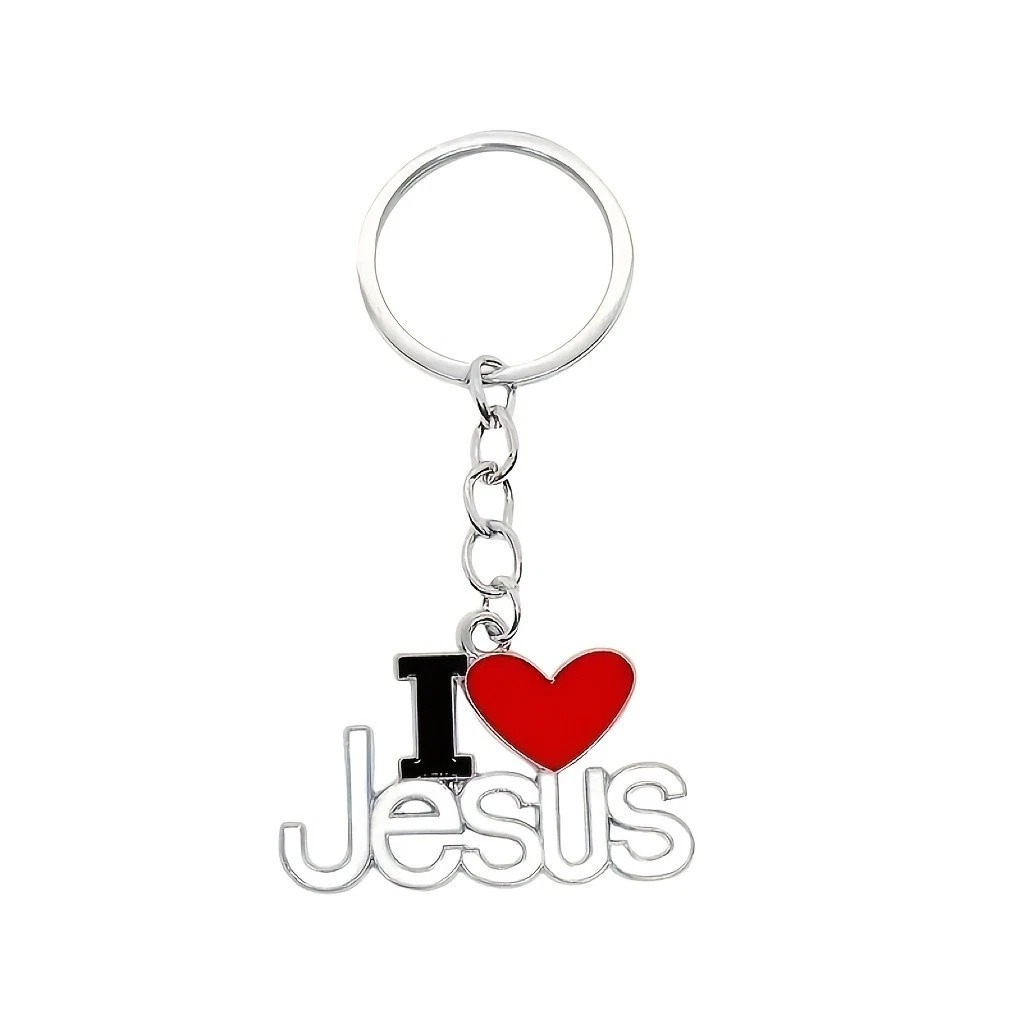 10 I Heart Jesus Keyrings With Bags & Thank You Notes Christian Gift
