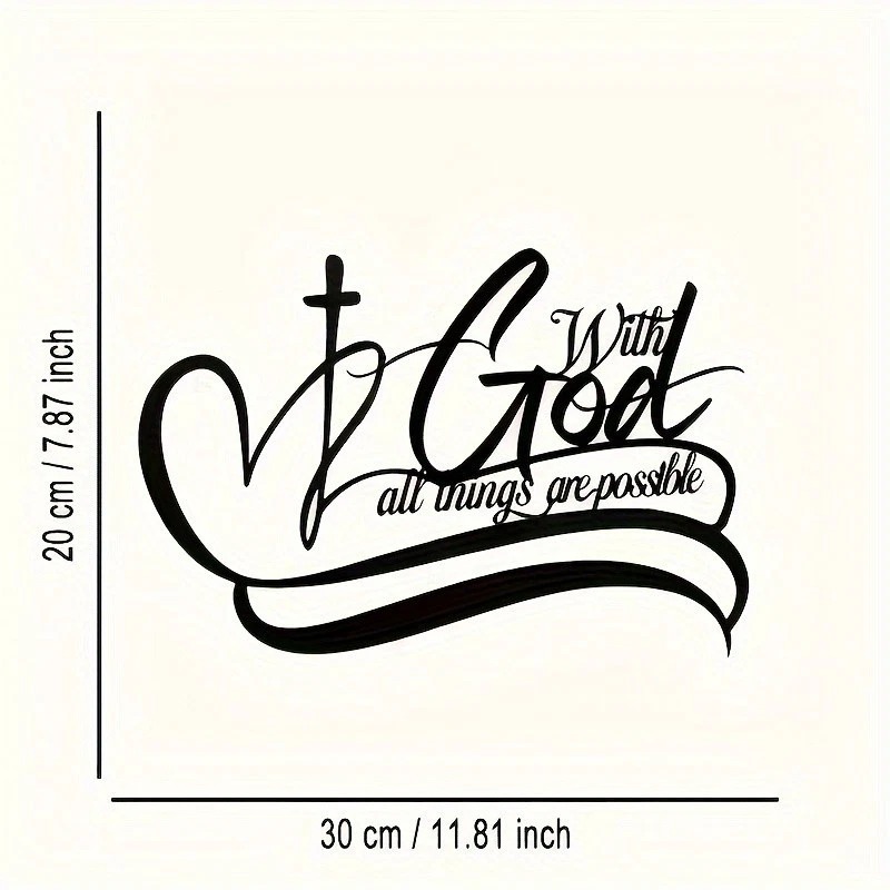 Bible Verse Black Metal Cross Wall Hanging Sign