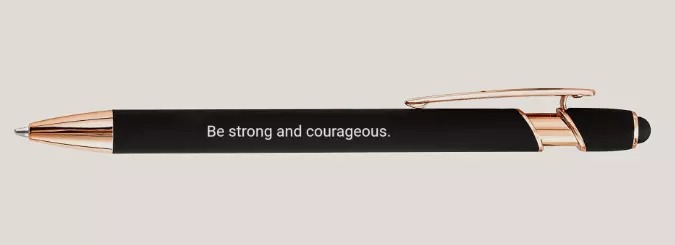 10 Pens + 10 Bags Be Strong and Courageous Retractable Black Ink Ballpoint Pens