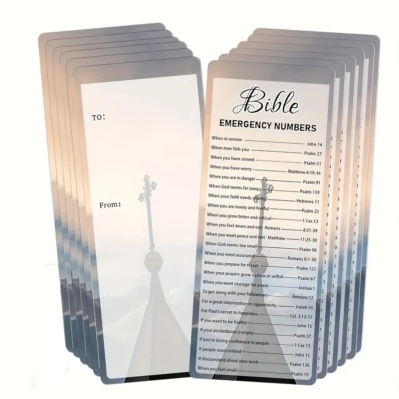 50 Bible Emergency Numbers Bookmarks Church Welcome Gift